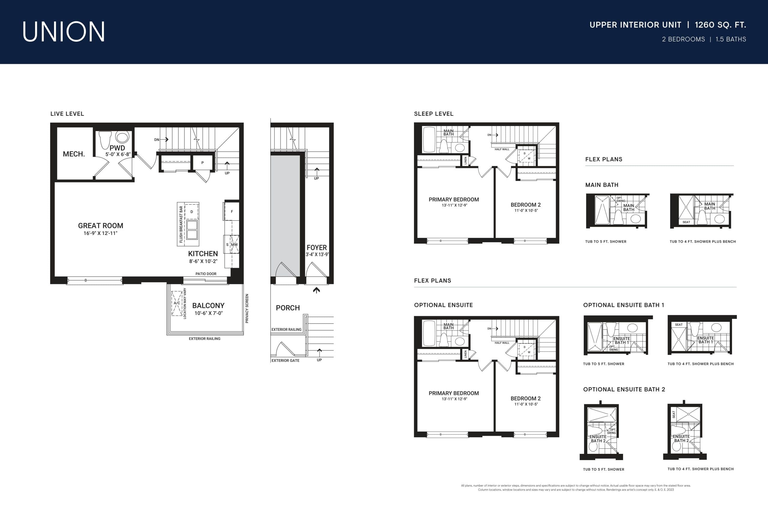 Union (Upper Interior) Floor Plan at Parkside at Arcadia Condos - 1260 sq.ft