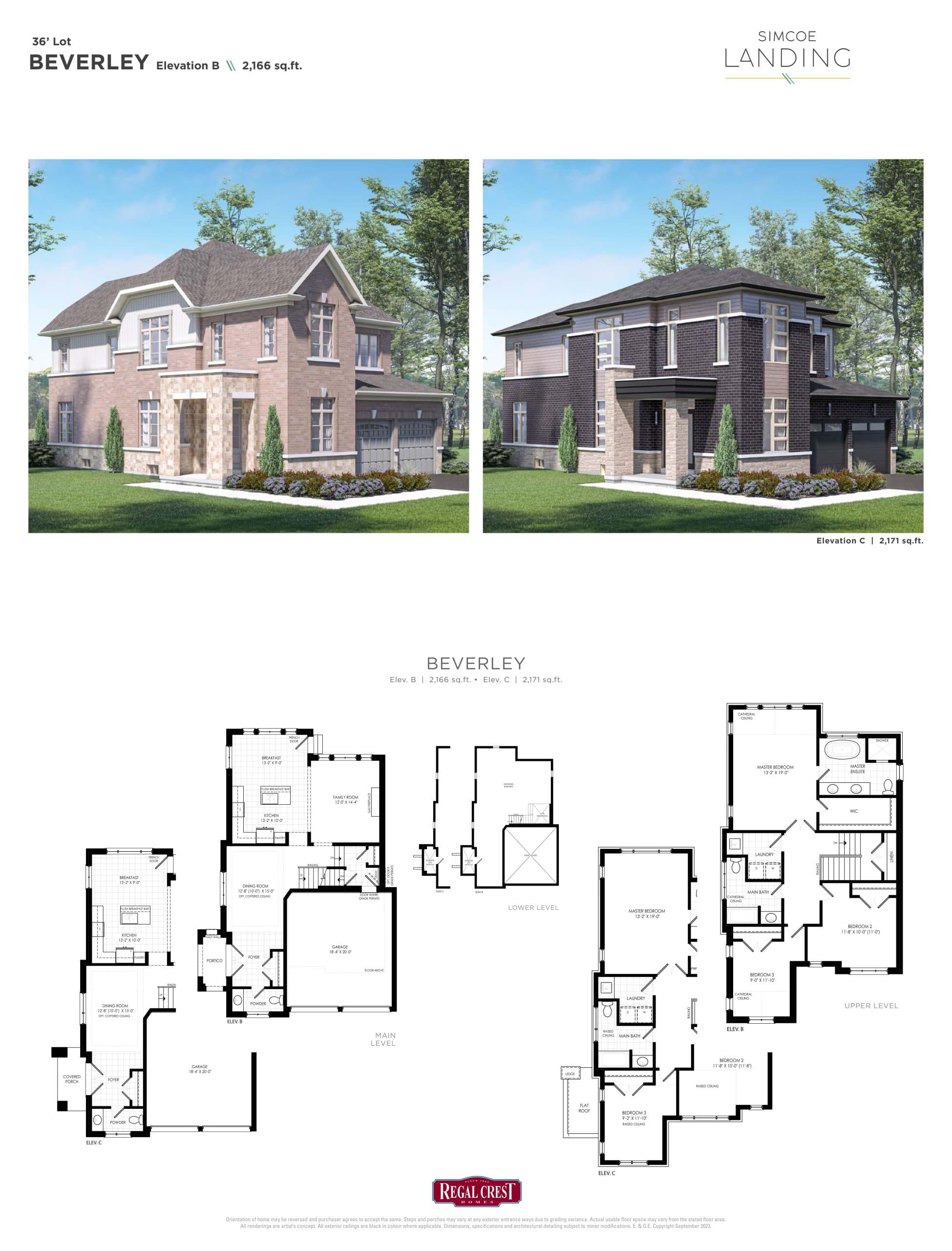 Beverley Floor Plan at Simcoe Landing by Regal Crest Phase 3 - 2171 sq.ft