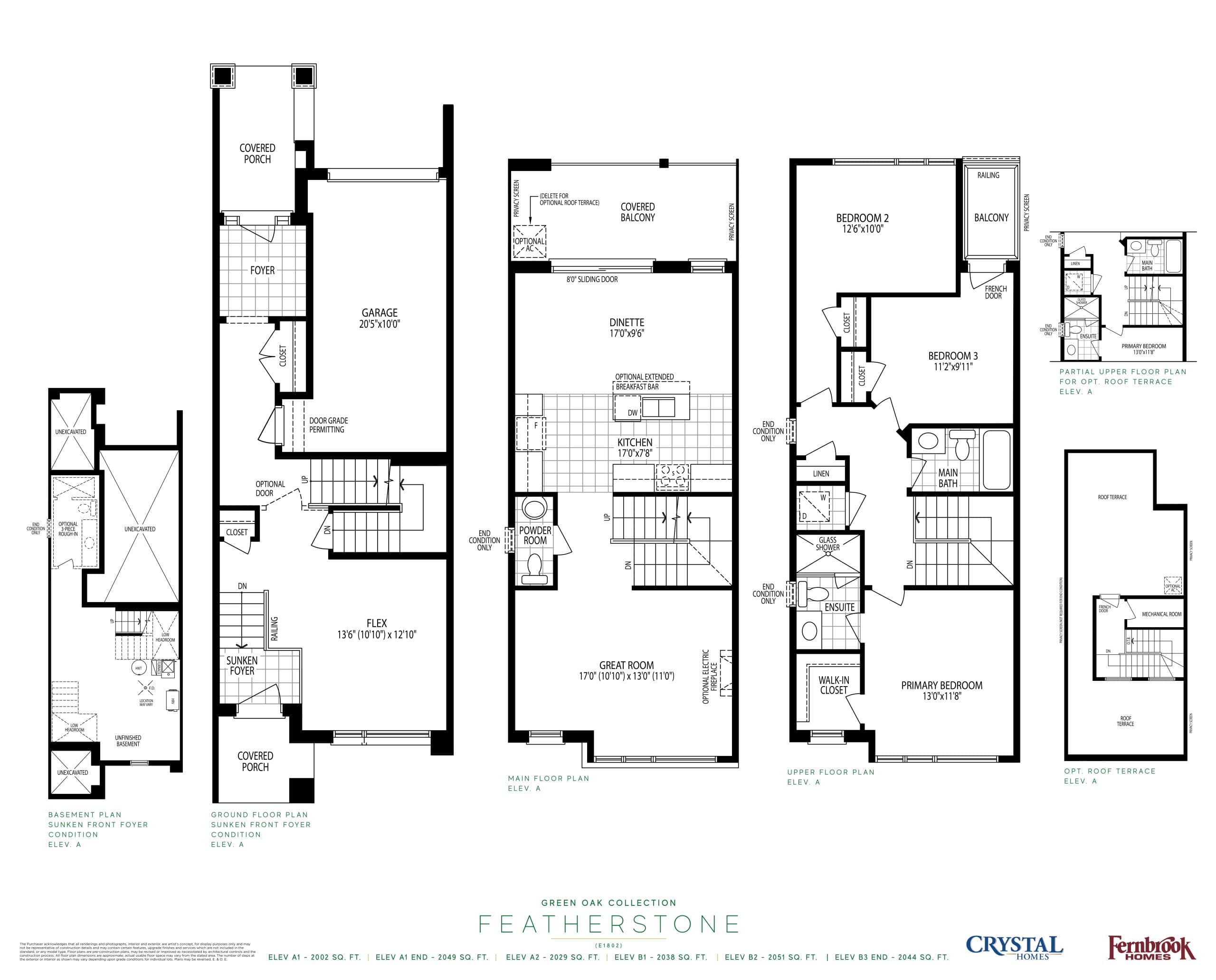 Featherstone - Green Oak Collection (Phase 2) Floor Plan at OakBrook Towns - 2051 sq.ft