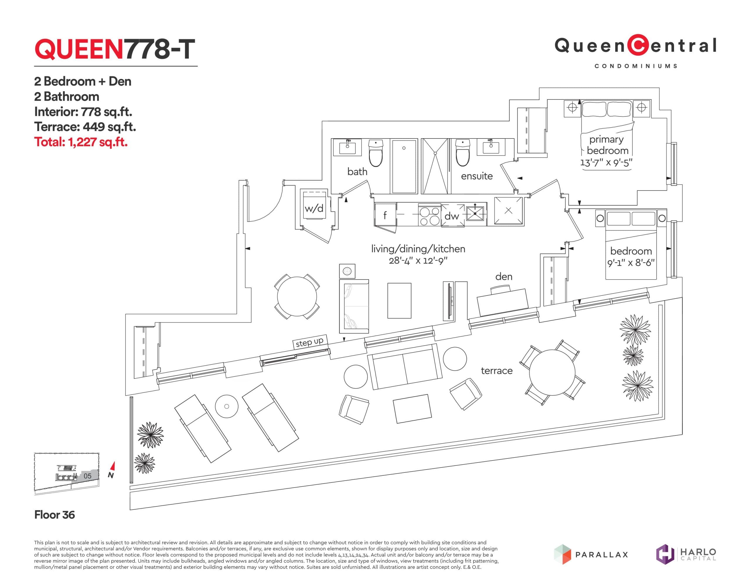 Queen 778-T Floor Plan at Queen Central Condos - 778 sq.ft
