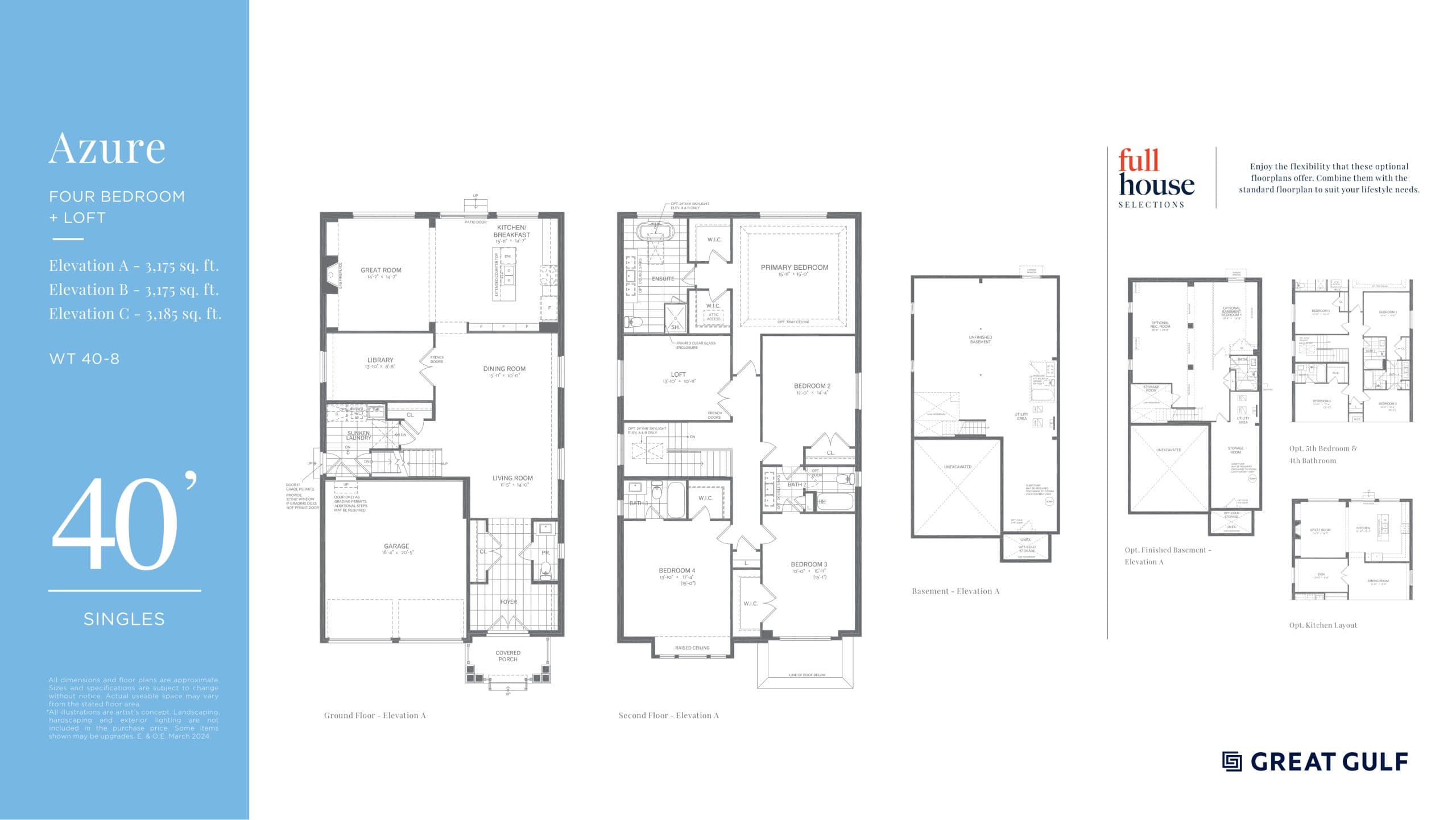 Azure Floor Plan at Whitby Meadows Towns by Great Gulf - 3175 sq.ft