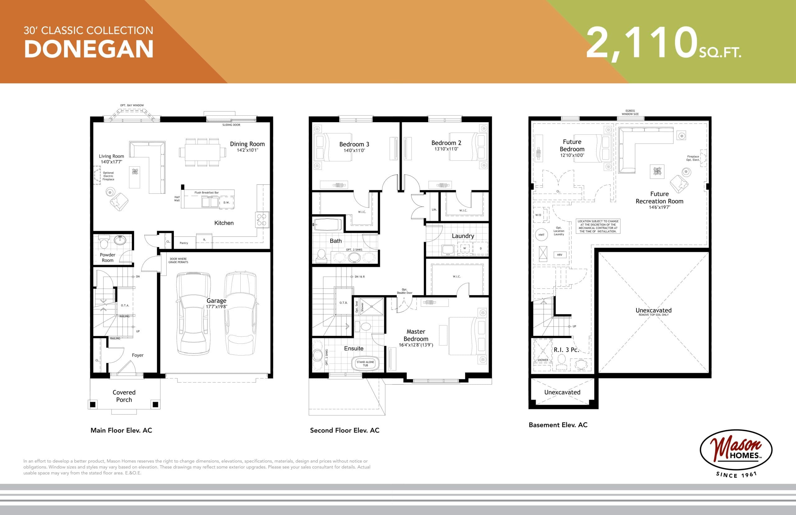 Donegan Floor Plan at Kingswood Cobourg Towns - 2110 sq.ft