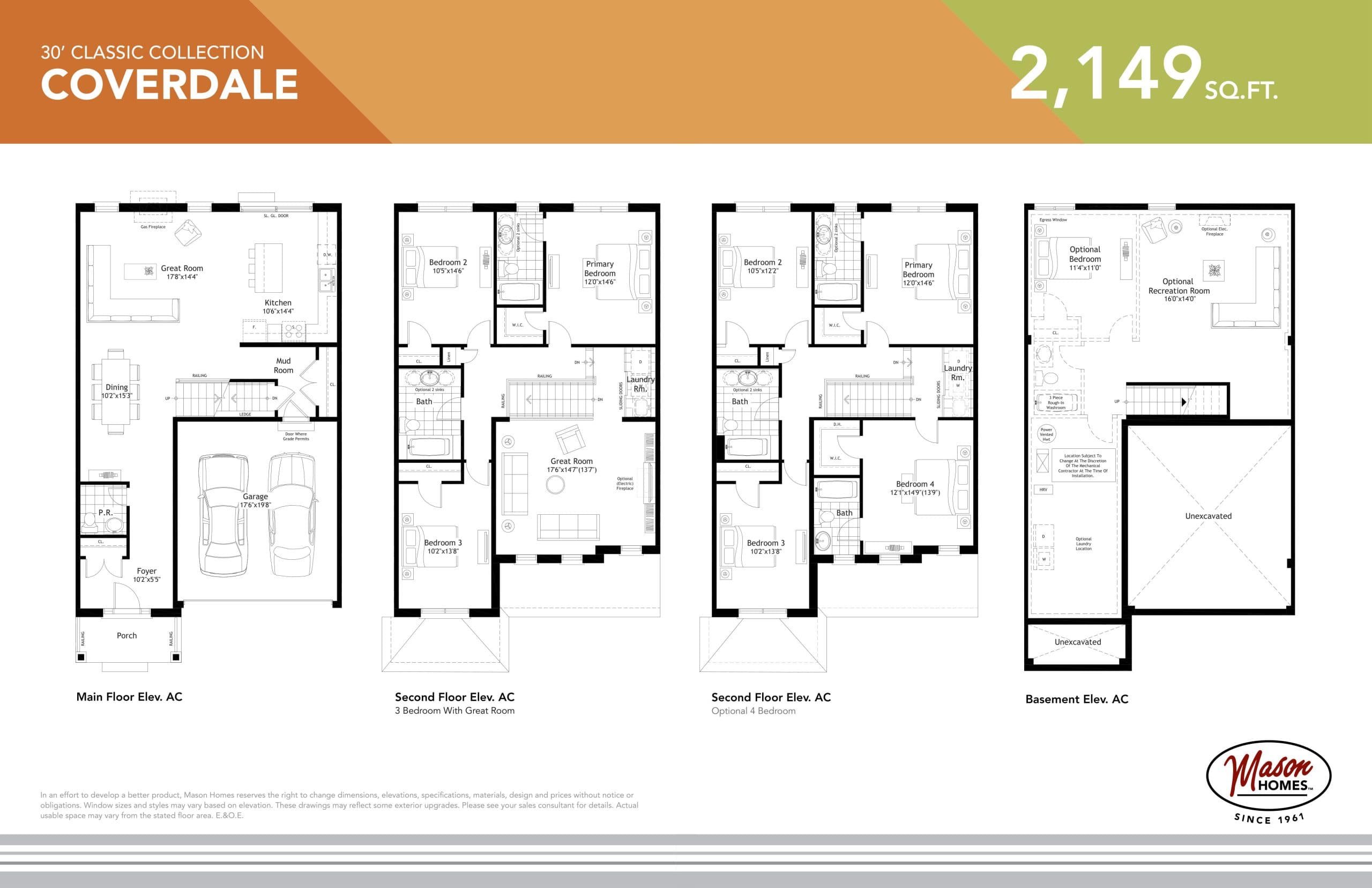 Coverdale Floor Plan at Kingswood Cobourg Towns - 2149 sq.ft