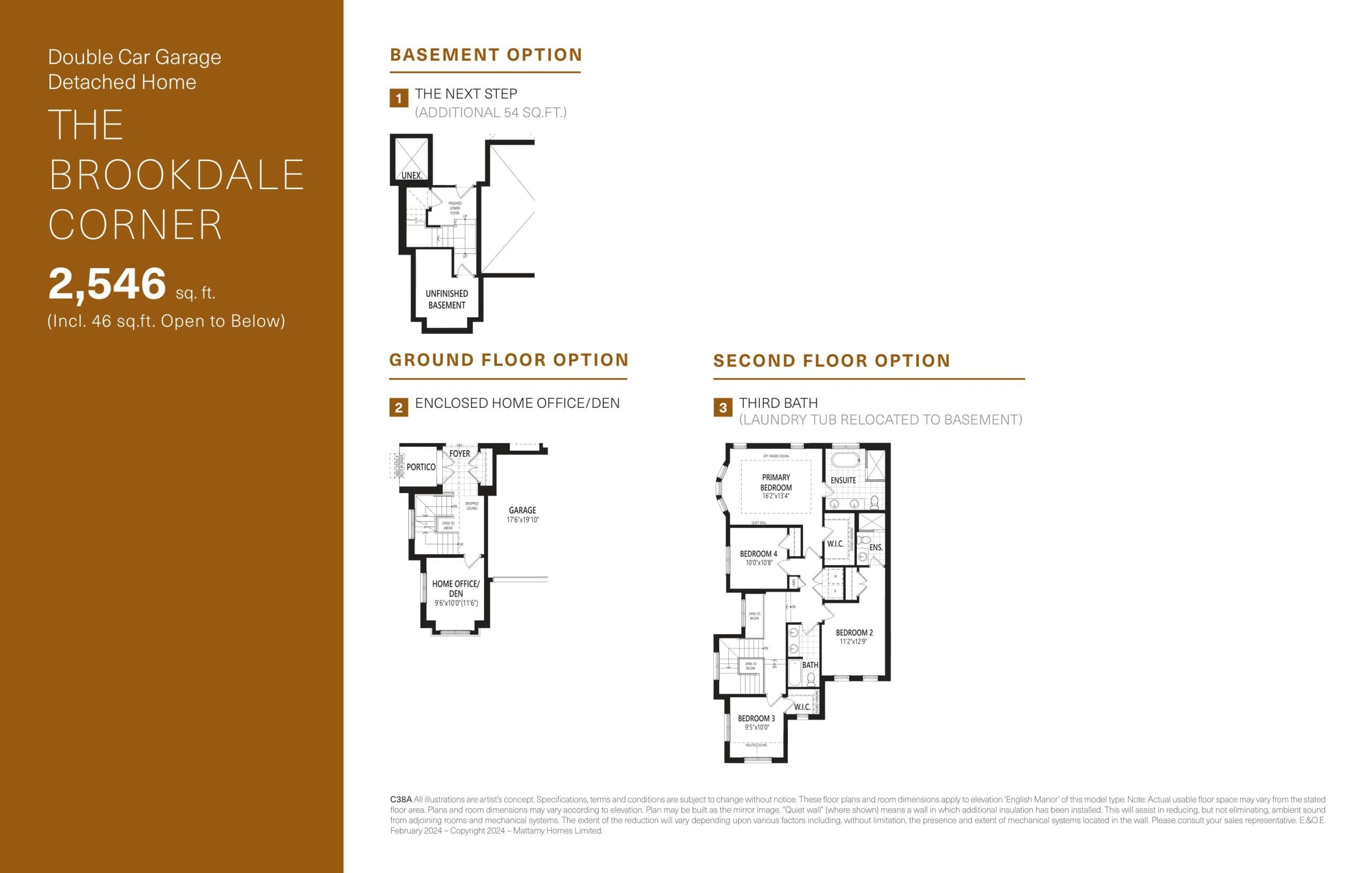 The Brookdale Corner (Options) Floor Plan at Upper Joshua Creek Phase 2 Towns - 2546 sq.ft
