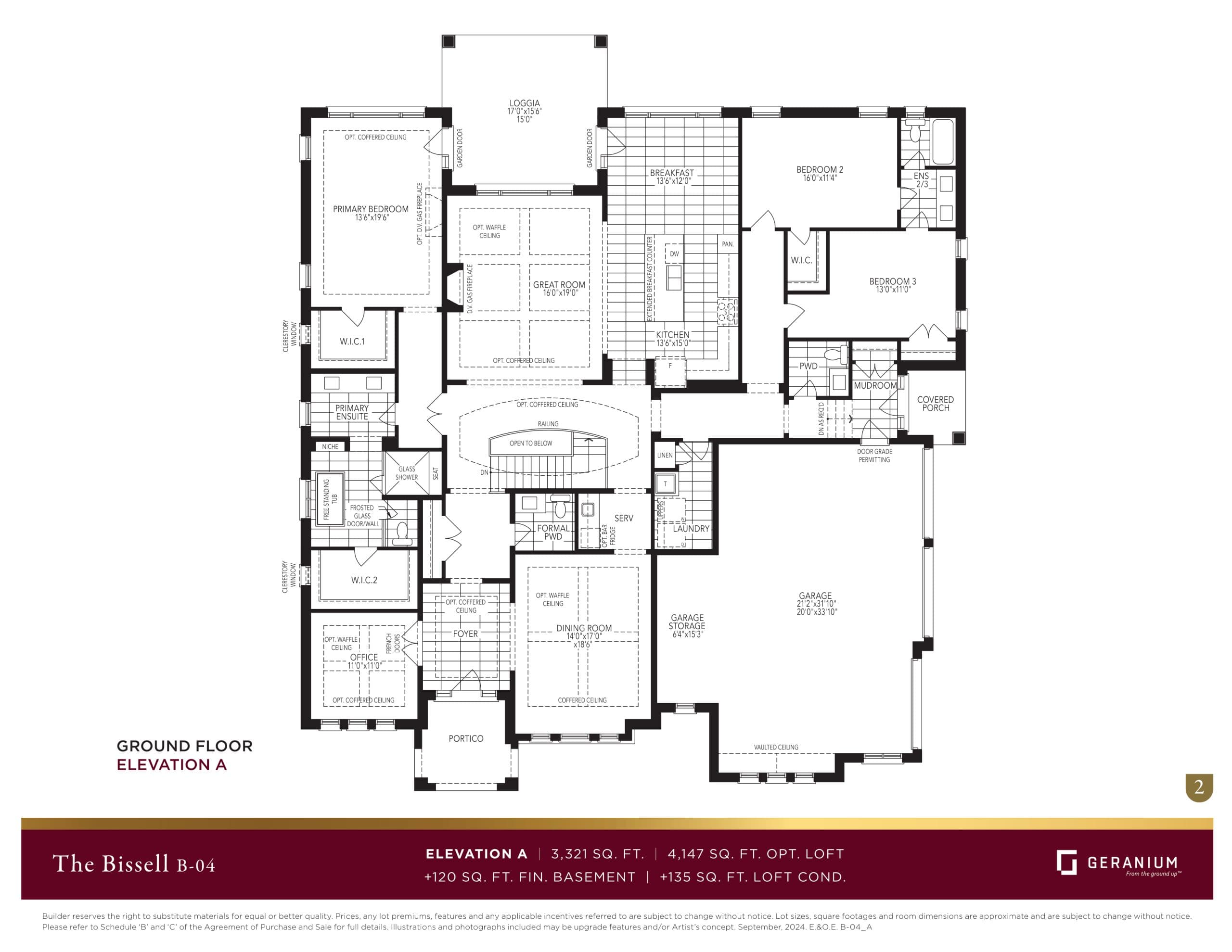 The Bissell - Elevation A Floor Plan at Belwood Estates Homes - 3321 sq.ft