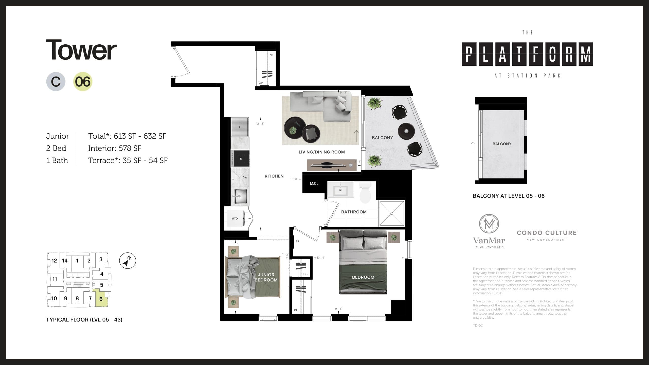 C06 Floor Plan at The Platform at Station Park Condos - 578 sq.ft