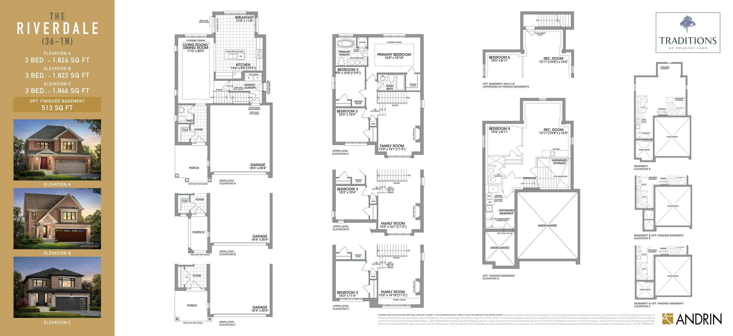 The Riverdale Floor Plan at Traditions of Country Lane - 1824 sq.ft