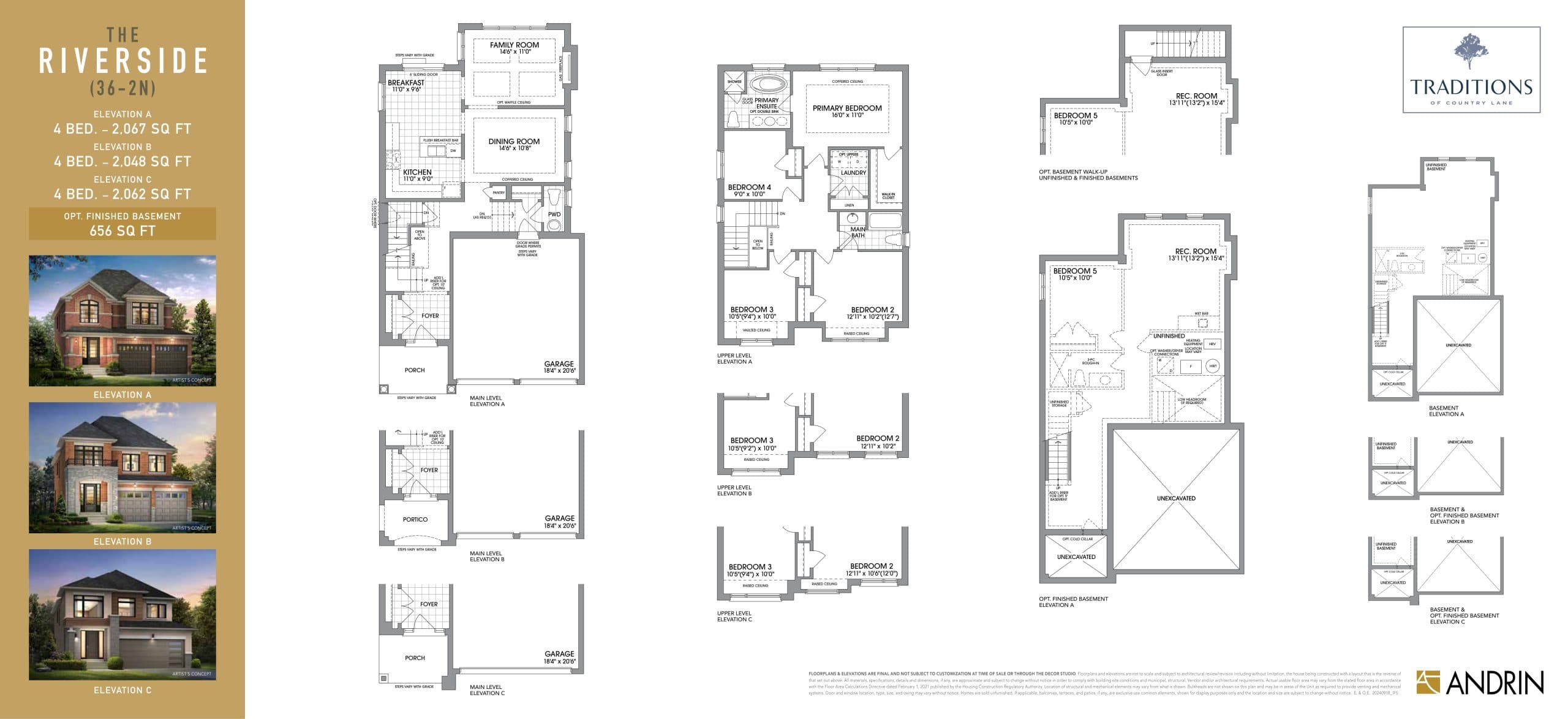 The Riverside Floor Plan at Traditions of Country Lane - 2067 sq.ft