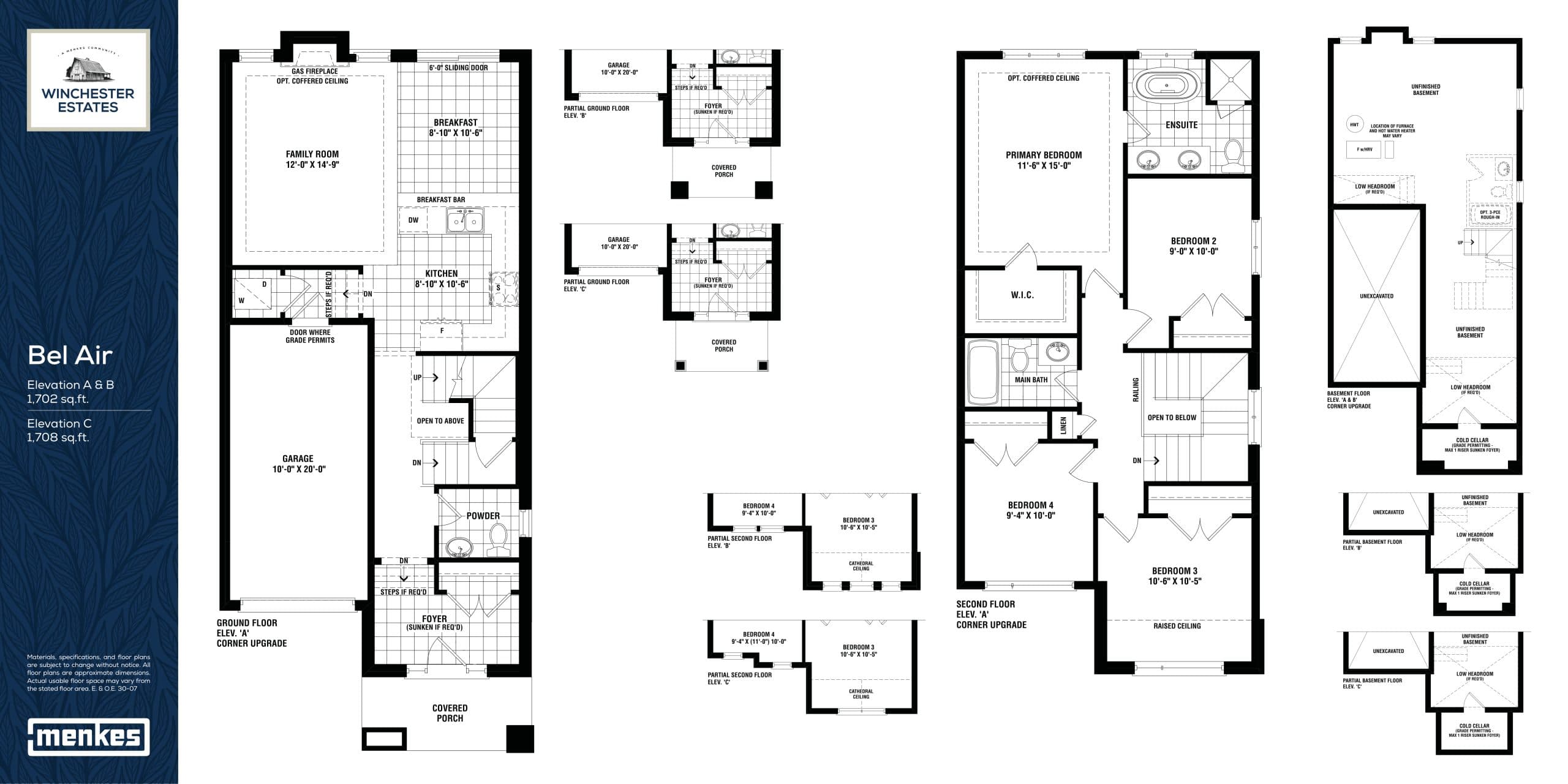 Bel Air Floor Plan at Winchester Estates by Menkes Developments Ltd. - 1708 sq.ft