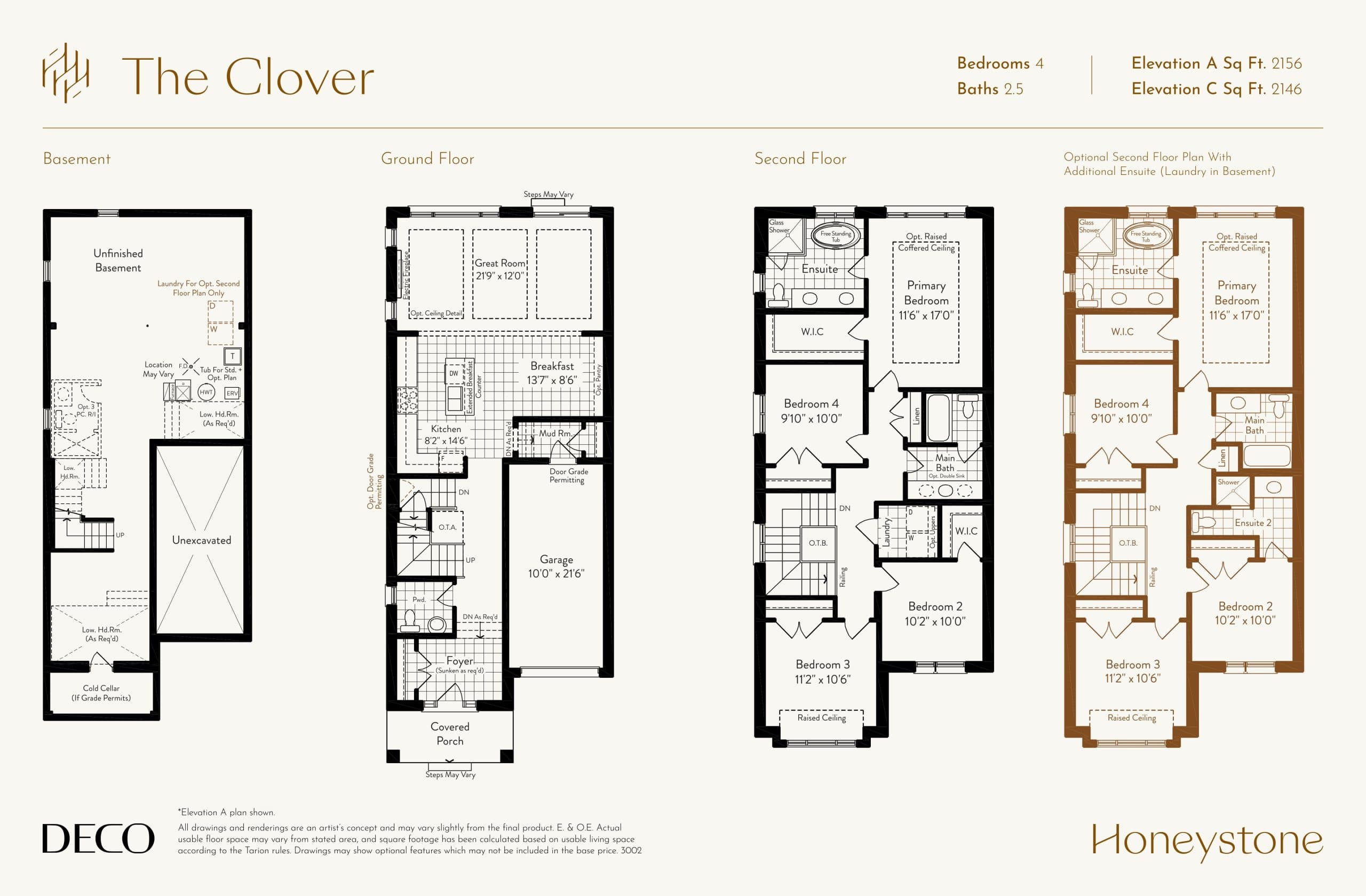 The Clover Floor Plan at Honeystone Homes - 2156 sq.ft