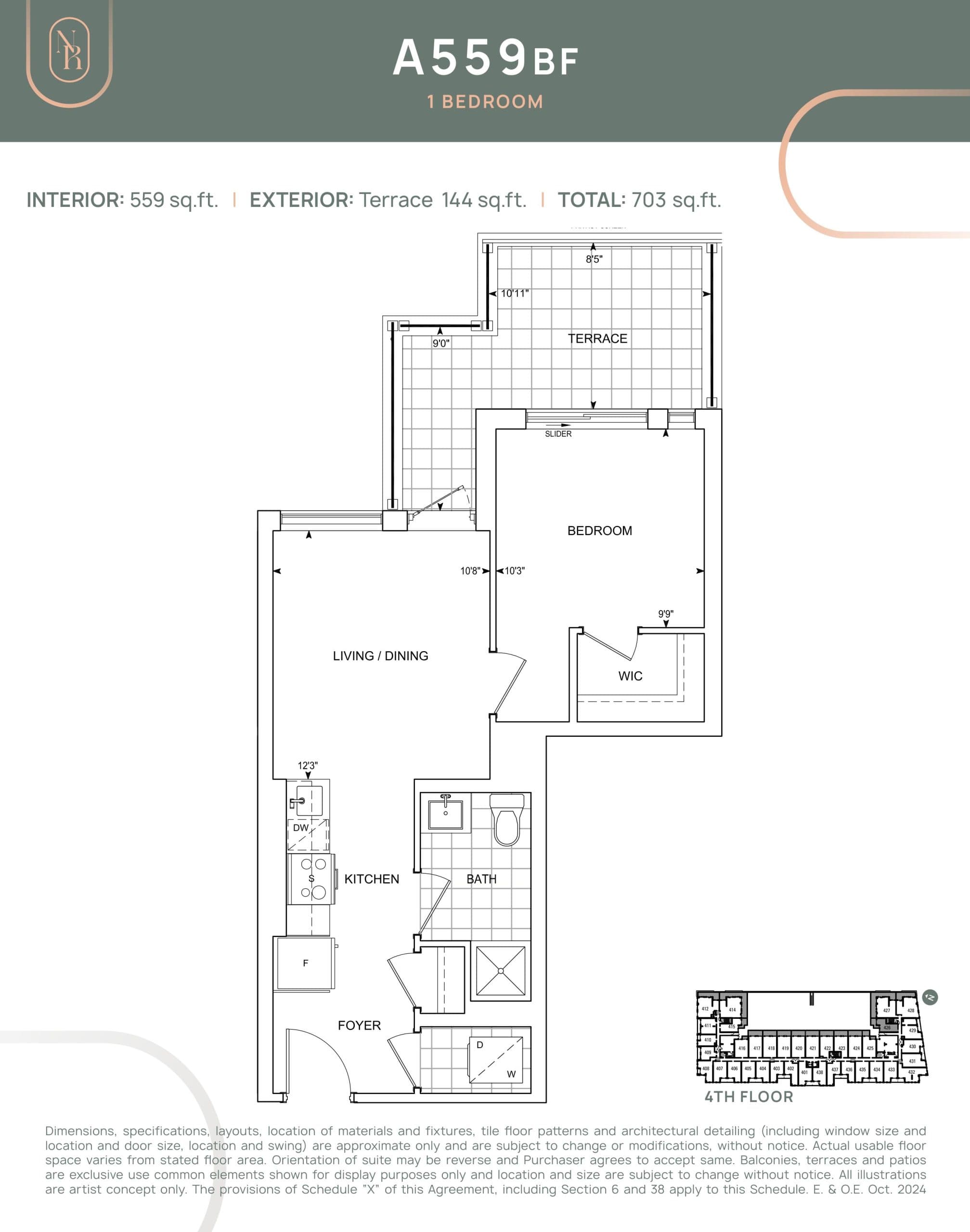 A559 BF Floor Plan at Noble Residences - 559 sq.ft