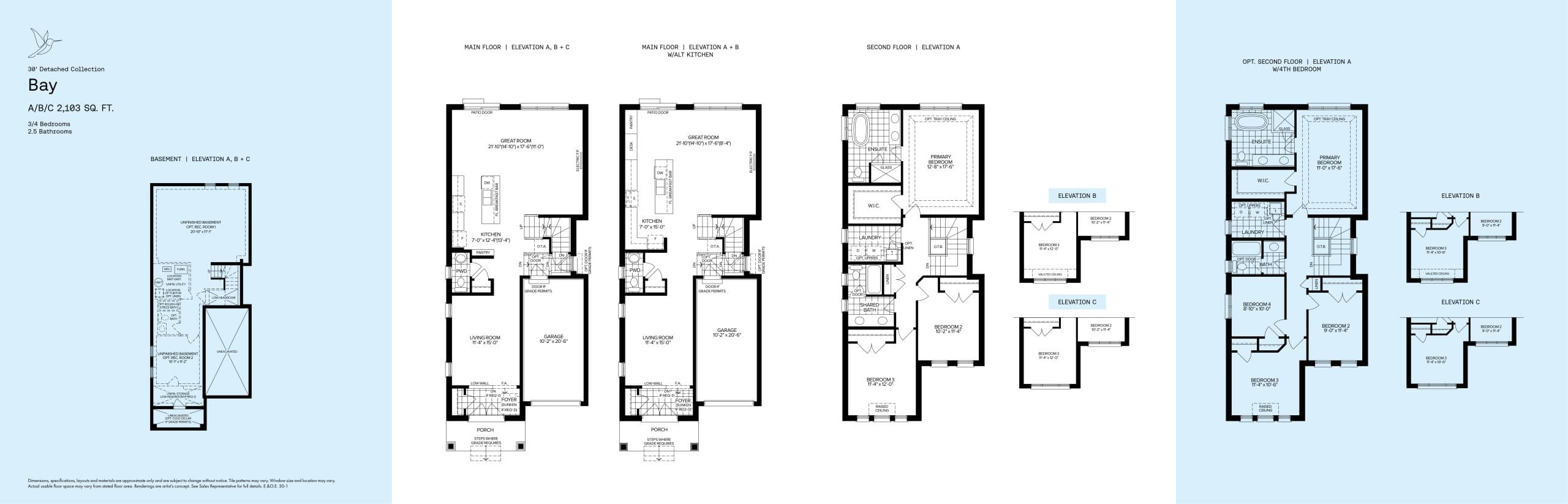 Bay 30-1 Floor Plan at Park & Lake - 2103 sq.ft