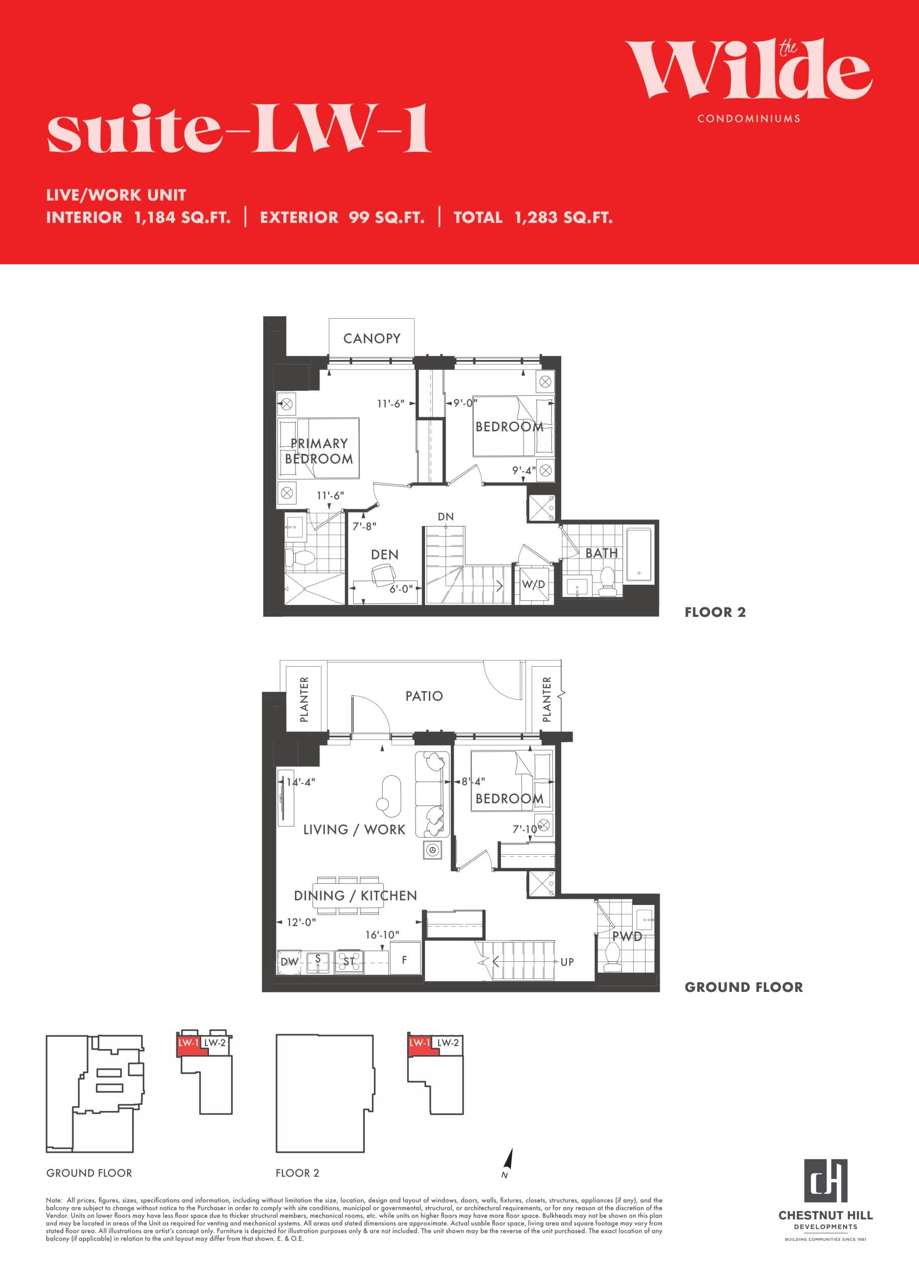 LW-1 Floor Plan at The Wilde Condos - 1184 sq.ft