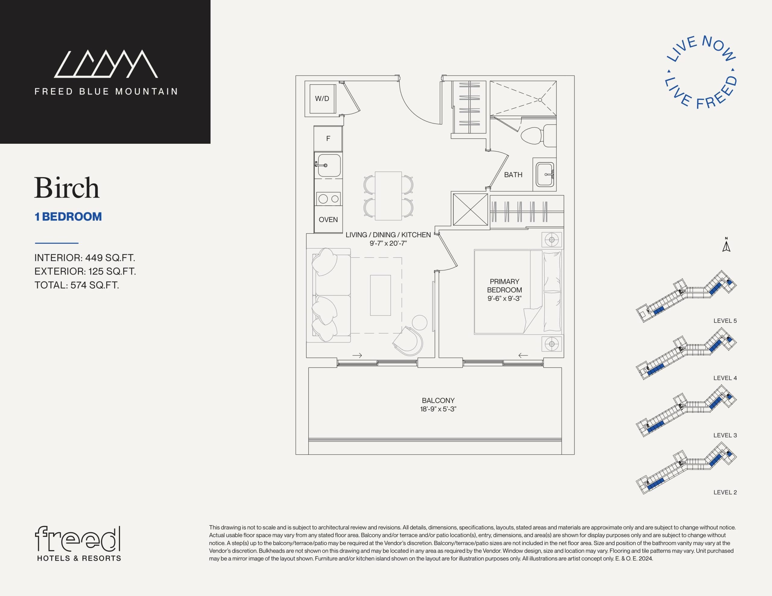 Birch Floor Plan at Freed Blue Mountain Condos - 449 sq.ft