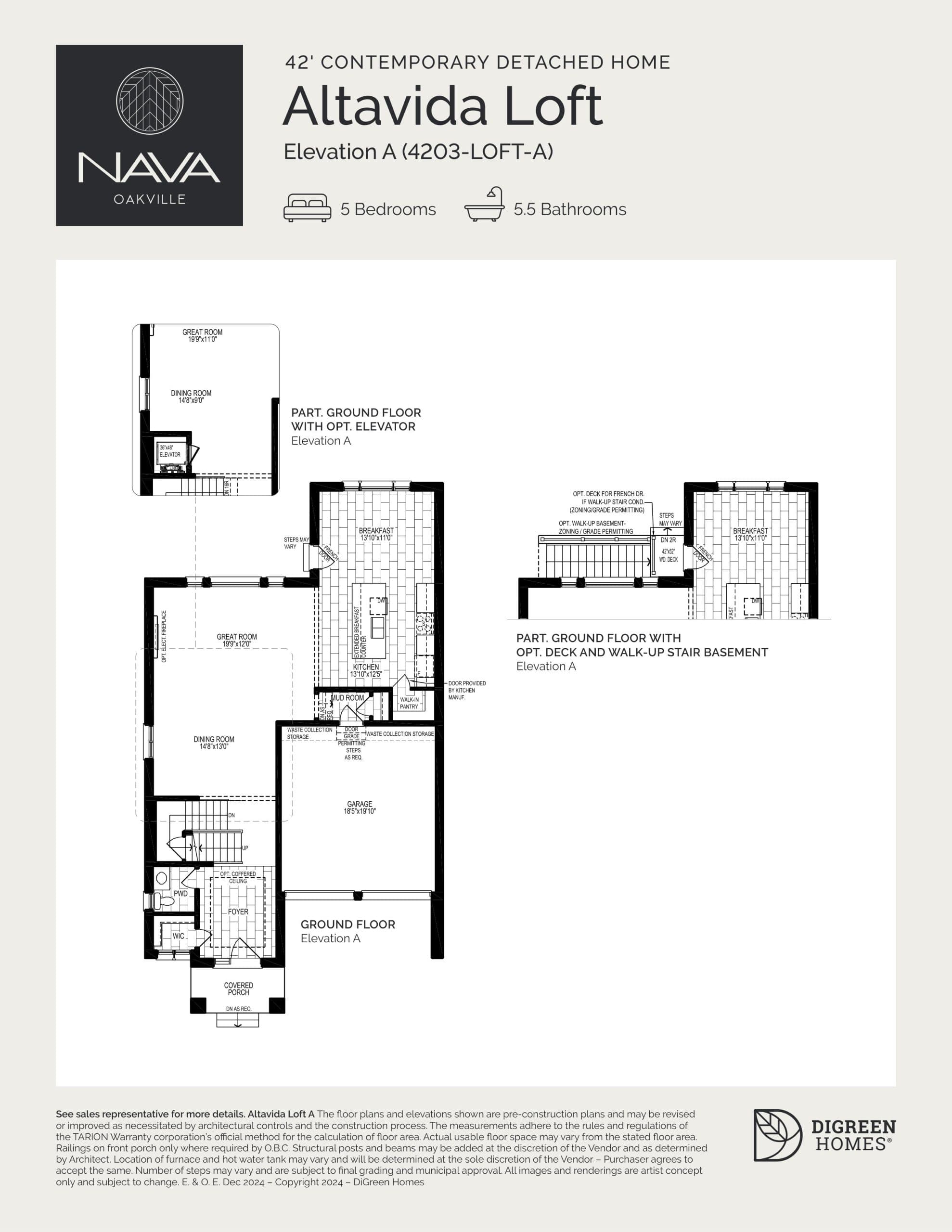 Altavida Loft Elevation A Floor Plan at NAVA Oakville Detached - 3796 sq.ft