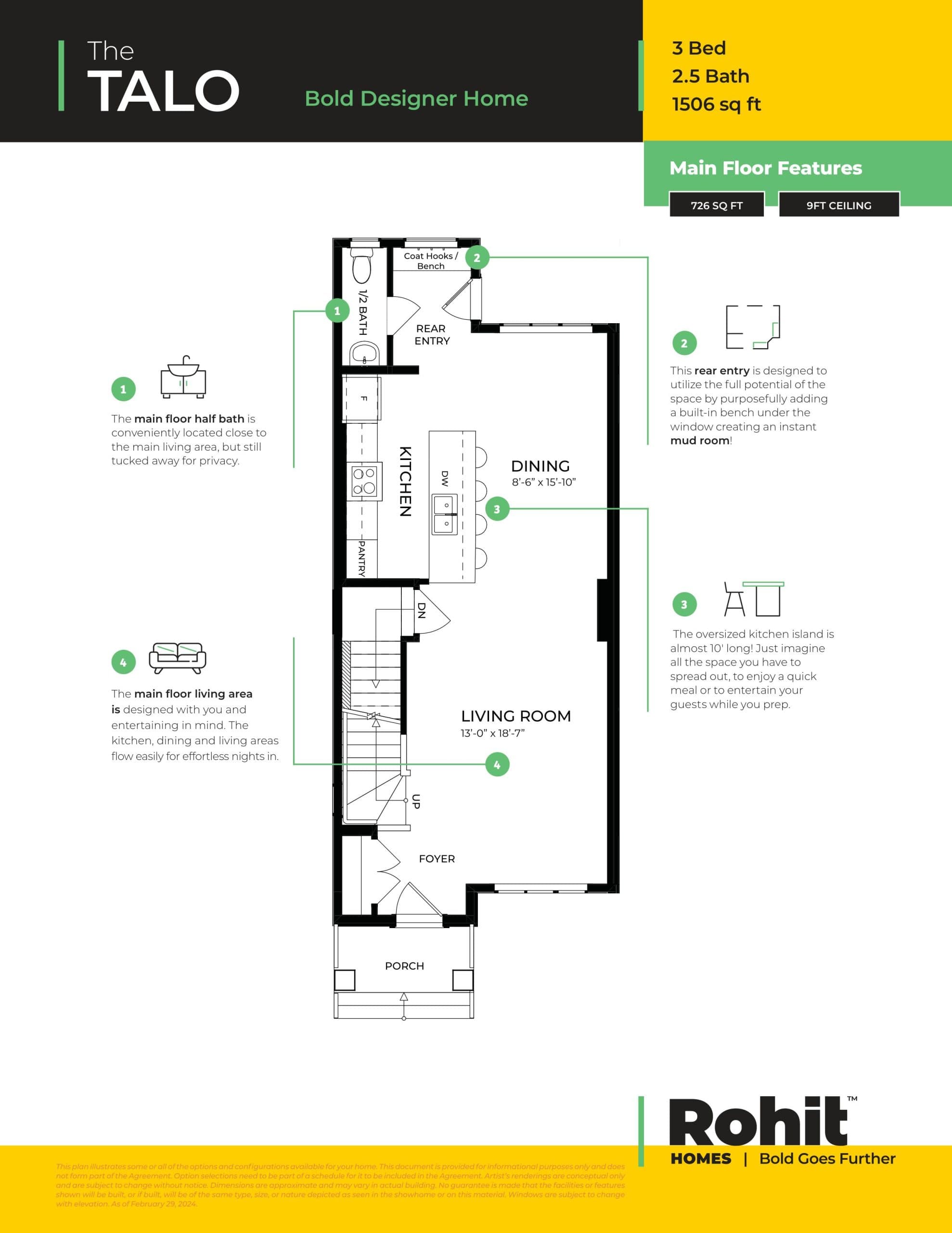 The Talo Floor Plan at Cobblestone Creek by Rohit Homes - 1506 sq.ft
