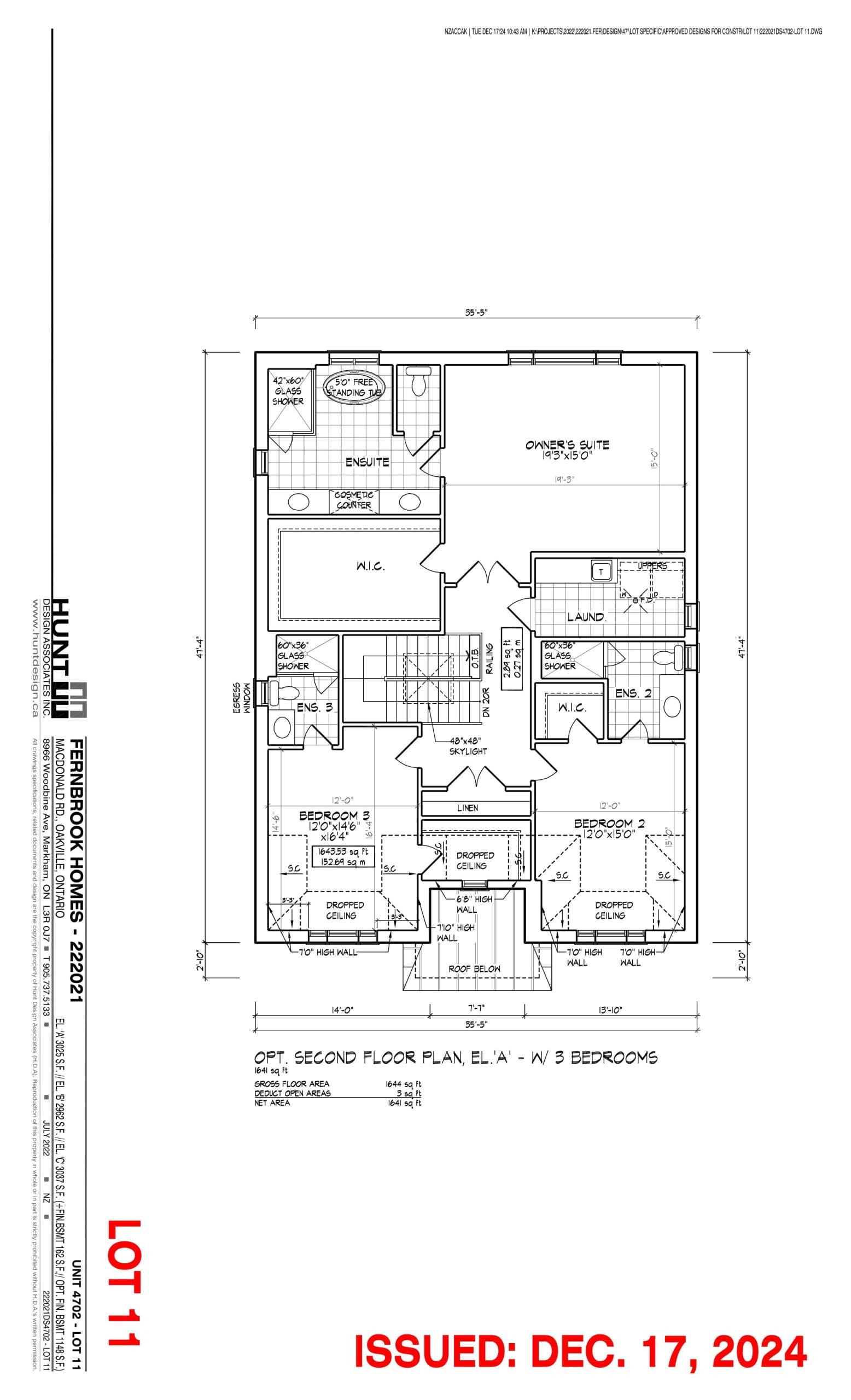 Unit 4702 - Lot 11 (2nd Floor Option) Elev. A Floor Plan at Lifestyles of South East Oakville - 3025 sq.ft
