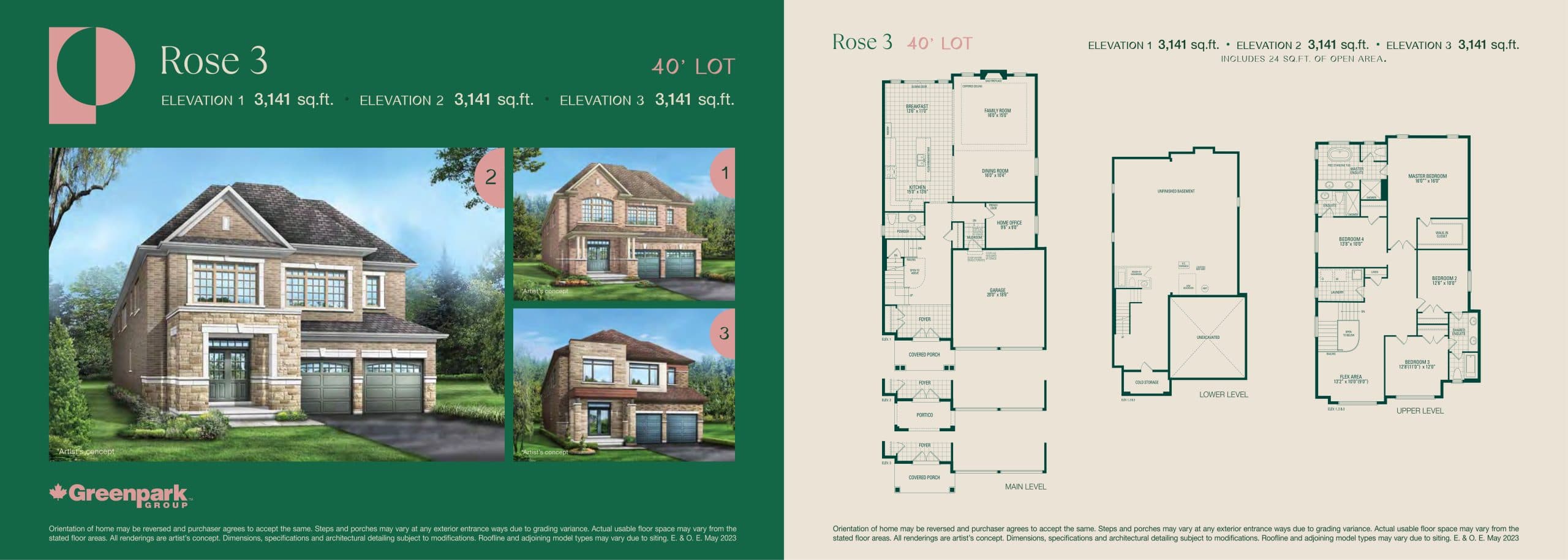 Rose 3 Floor Plan at Palmetto by Greenpark Group - 3141 sq.ft