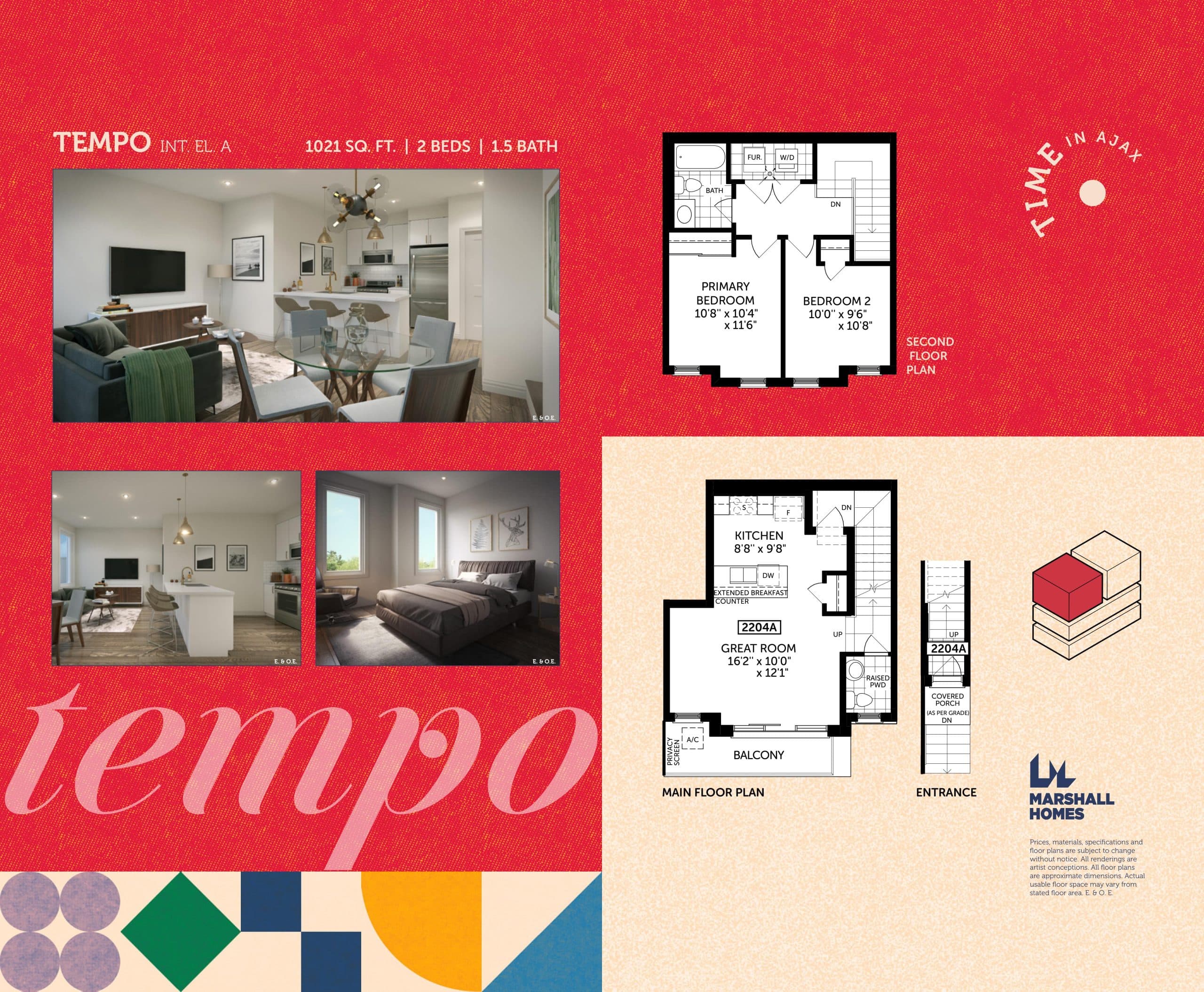 Tempo Floor Plan at Time in Ajax Towns - 1023 sq.ft