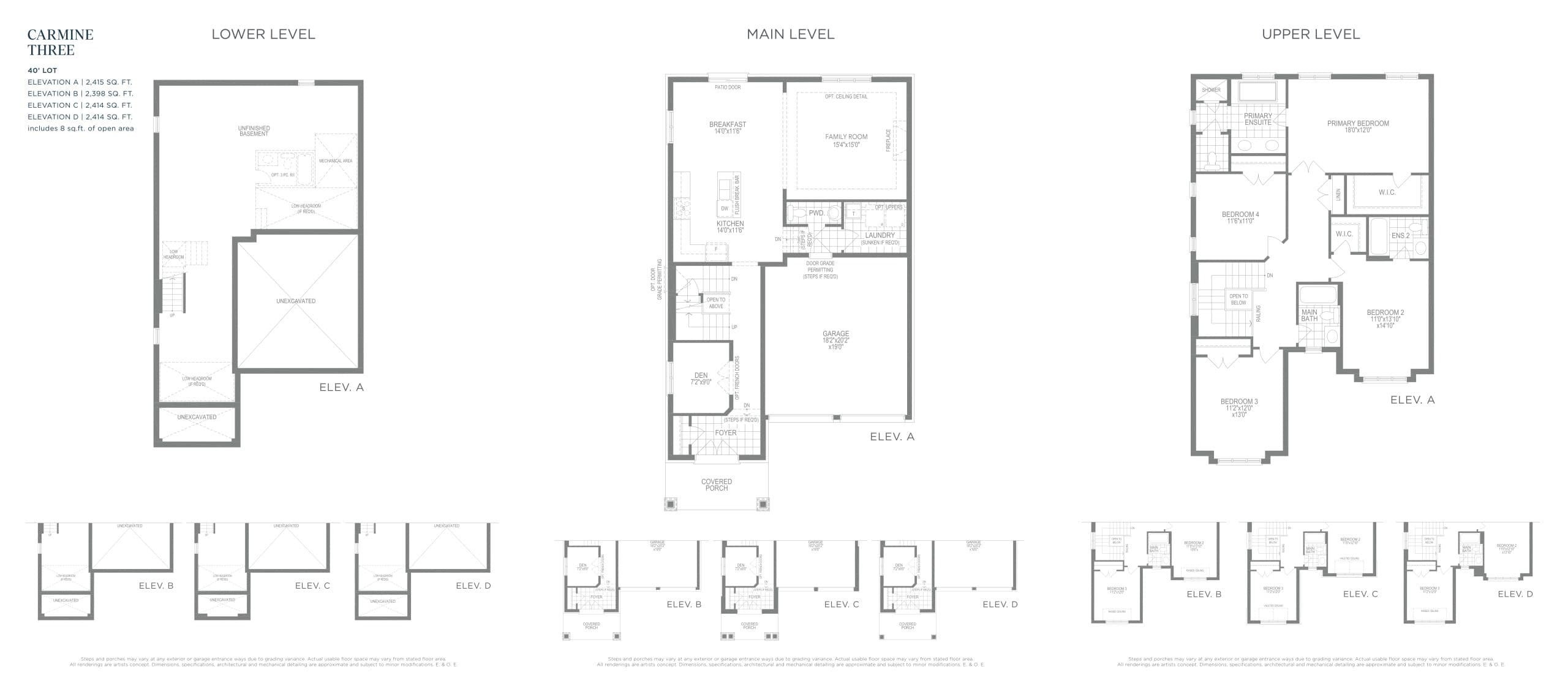 Carmine Three Floor Plan at Orchard South Homes - 2514 sq.ft