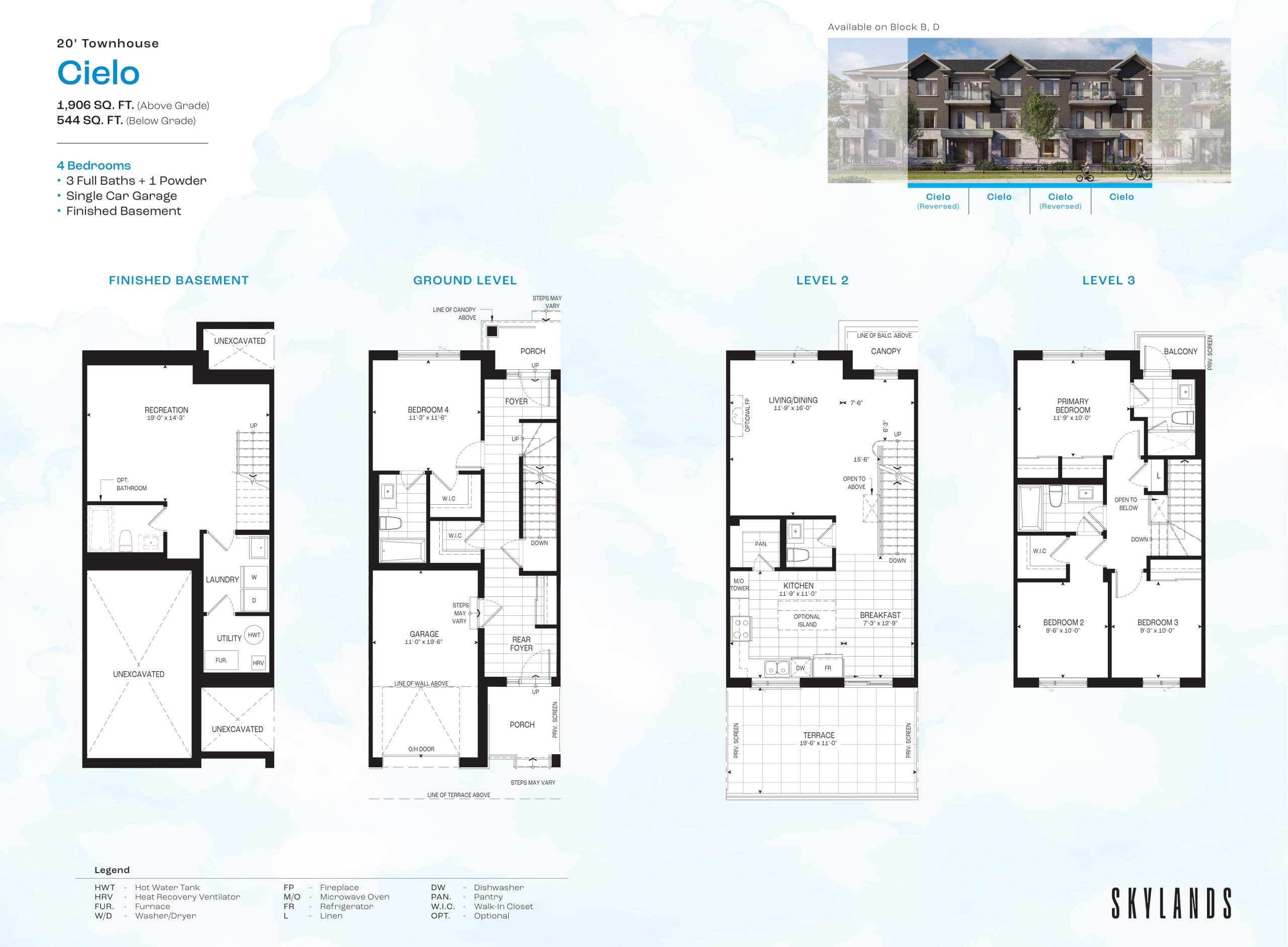 Cielo Floor Plan at Skylands Towns - 1906 sq.ft
