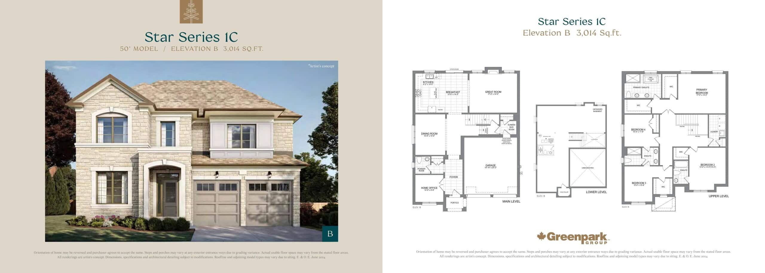 Star Series 1C (Elevation B) Floor Plan at Taywood Estates - 3014 sq.ft