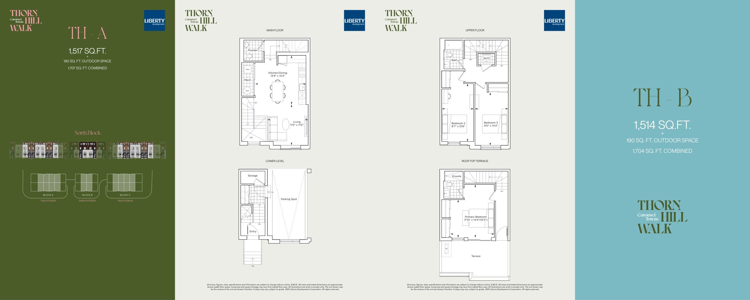 TH-A Floor Plan at Carousel Towns at Thornhill Walk - 1517 sq.ft