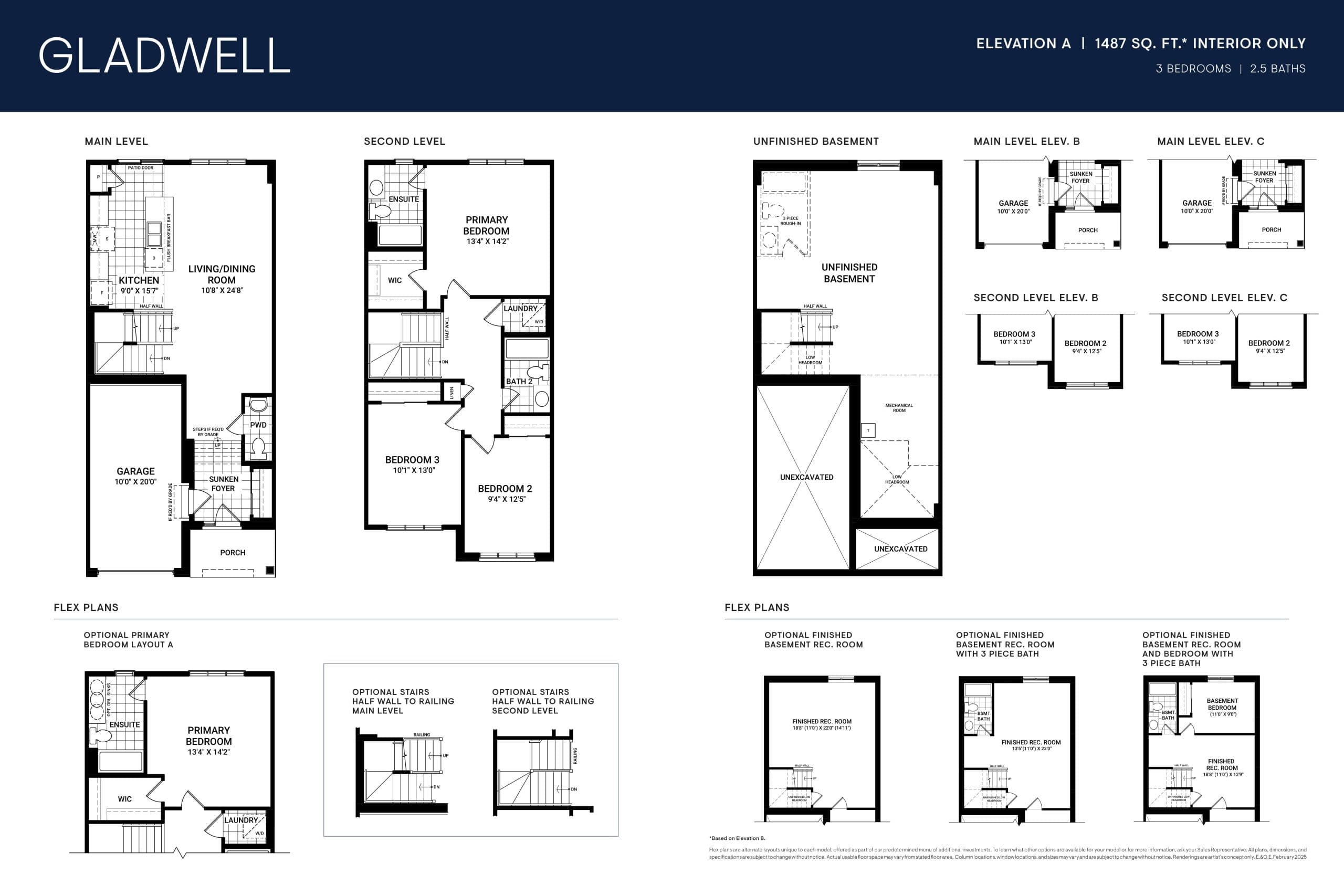 Gladwell Floor Plan at Avalon Vista Homes Phase 3 - 1487 sq.ft