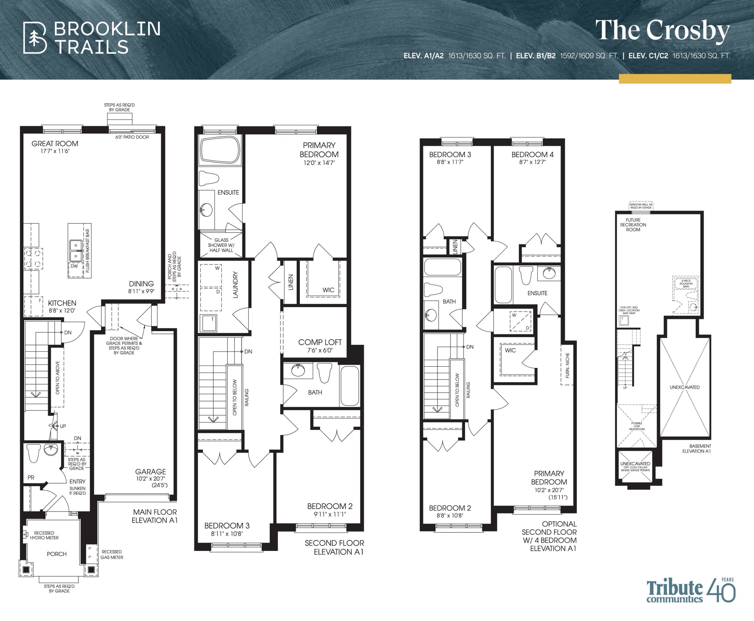 The Crosby Floor Plan at Brooklin Trails by Tribute Communities - 1613 sq.ft