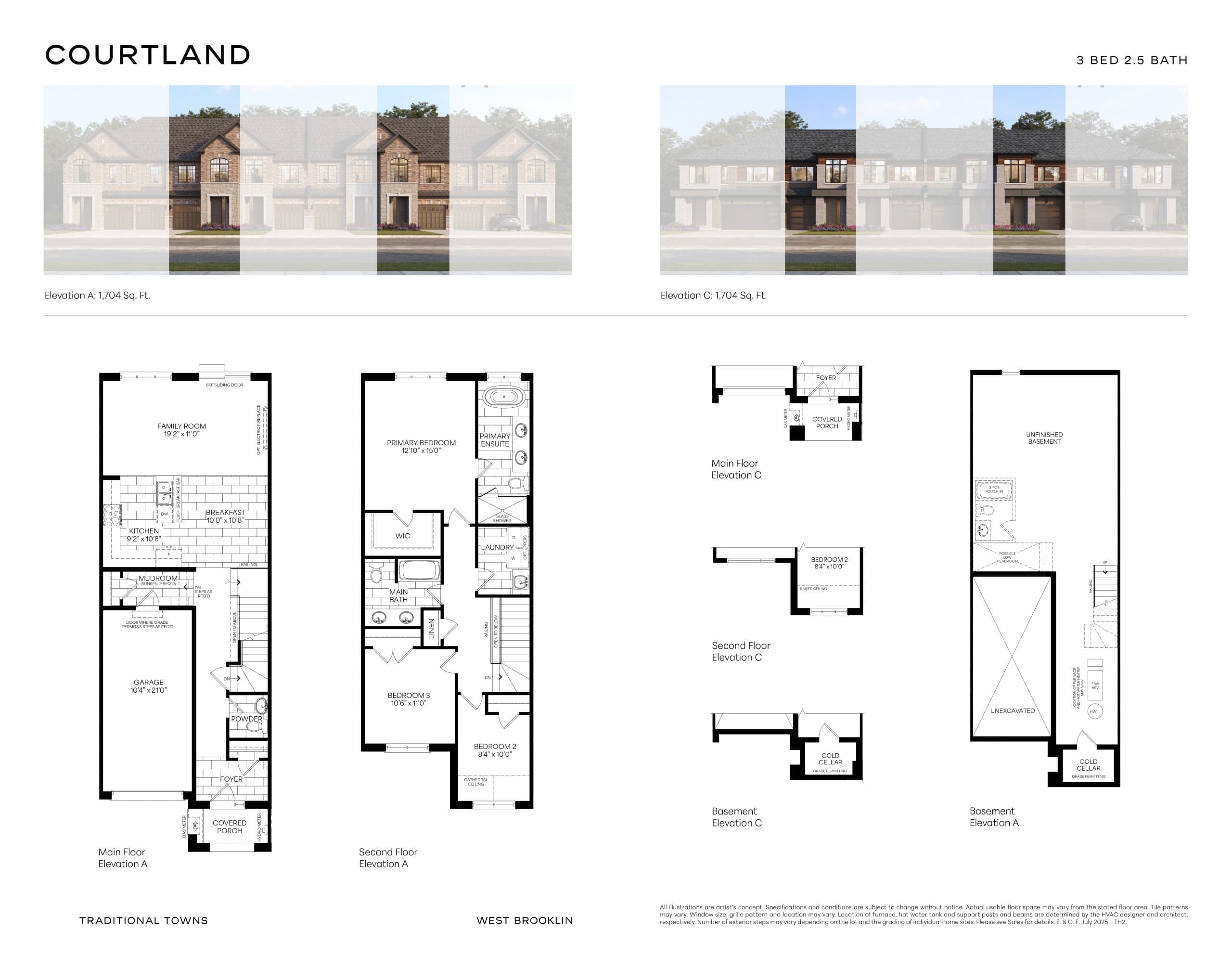 Courtland Floor Plan at West Brooklin - 1704 sq.ft