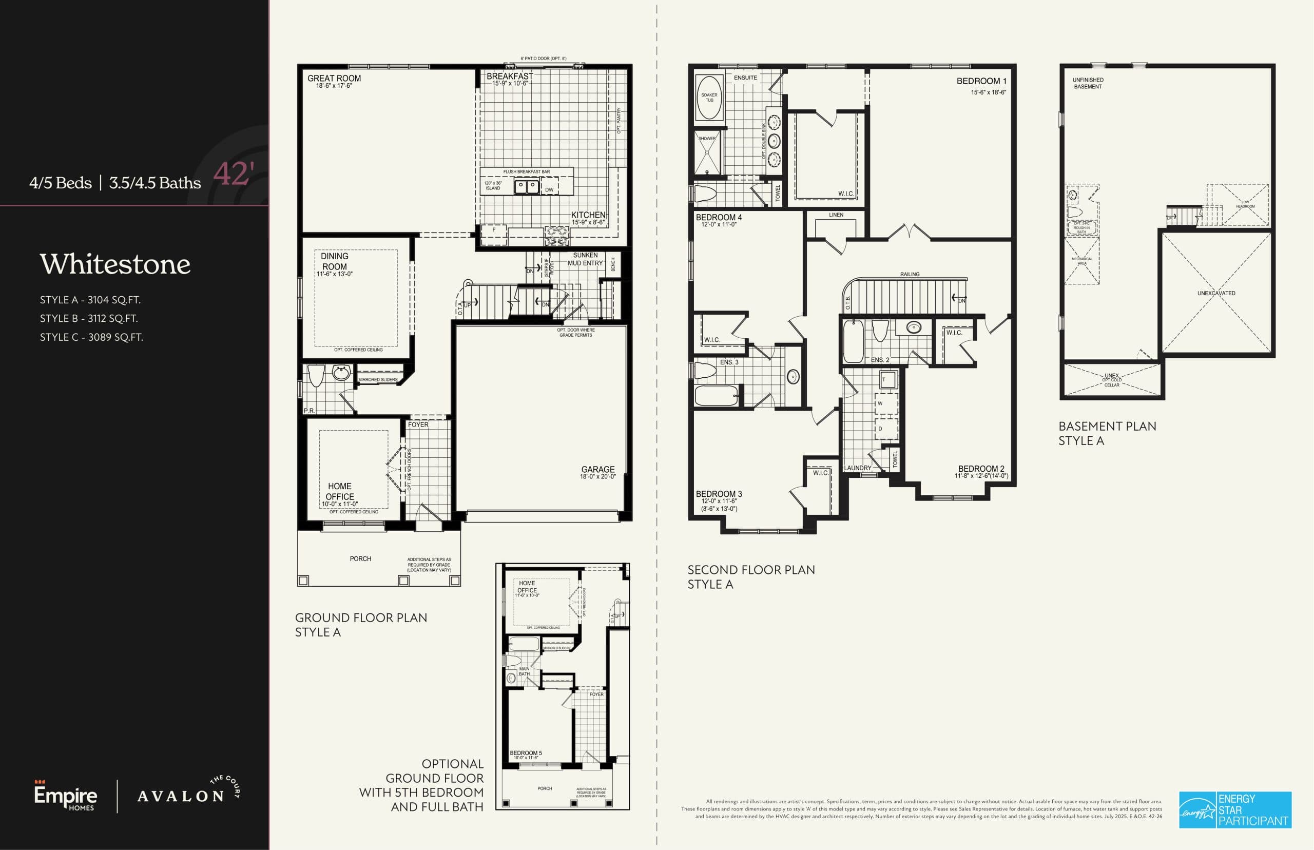 Whitestone Floor Plan at Empire Avalon The Court Collection - 3104 sq.ft