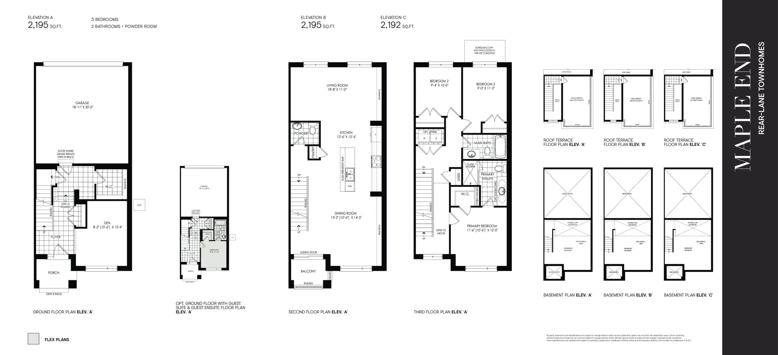 Maple End Floor Plan at Union Village Phase 2B - 2195 sq.ft