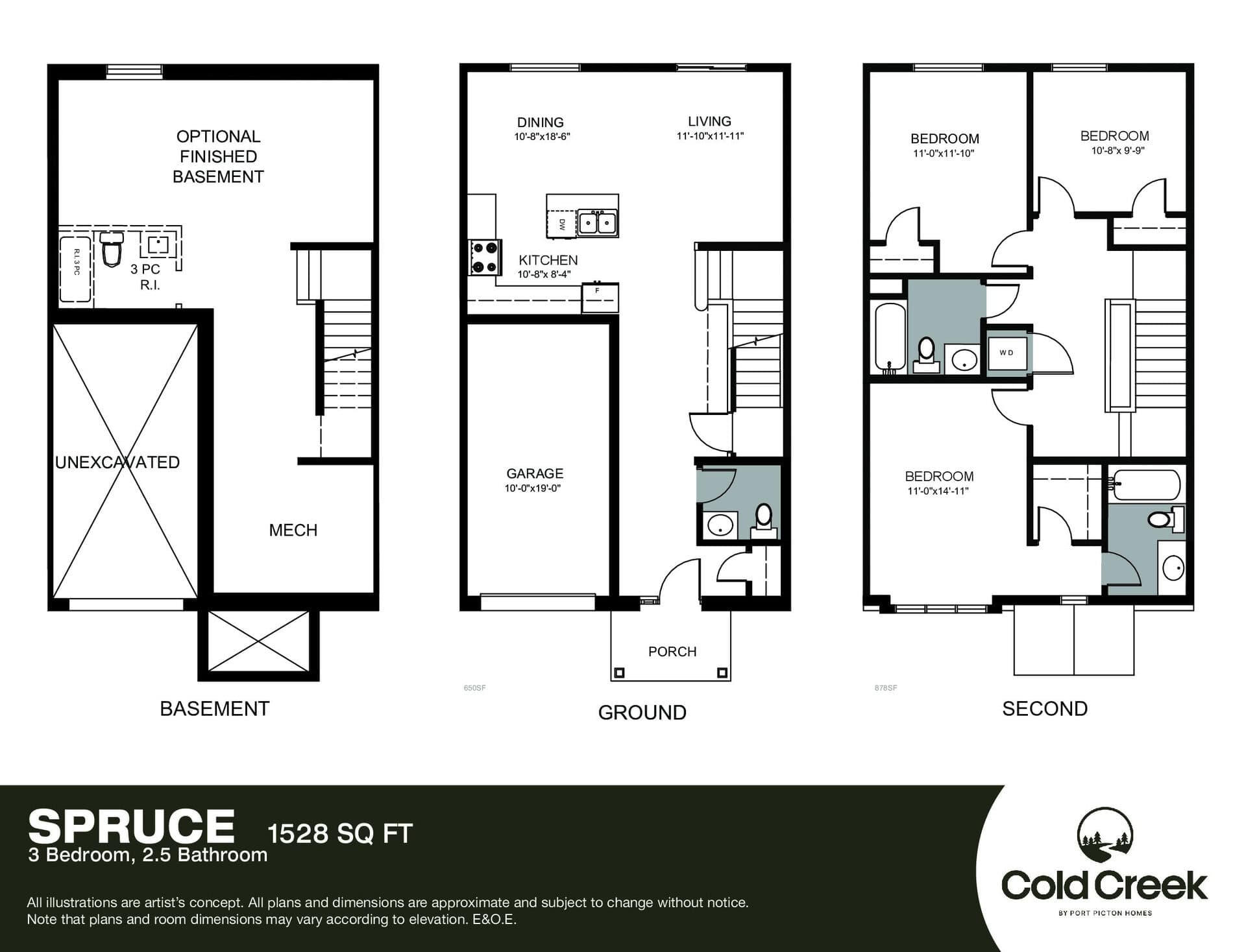 Spruce Floor Plan at Cold Creek Homes - 1528 sq.ft