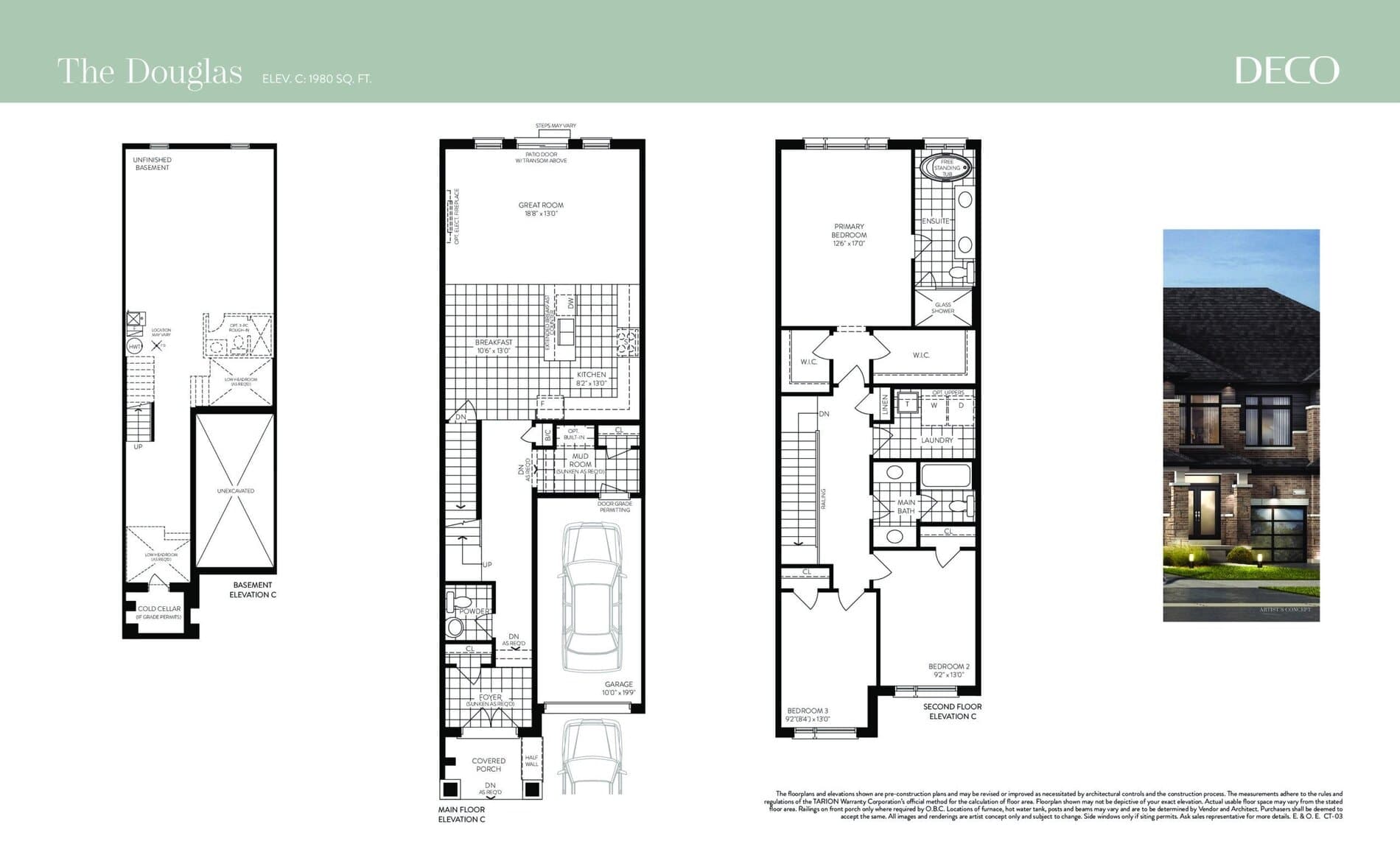 The Douglas Floor Plan at Greenwood Seaton by DECO Homes - 1980 sq.ft