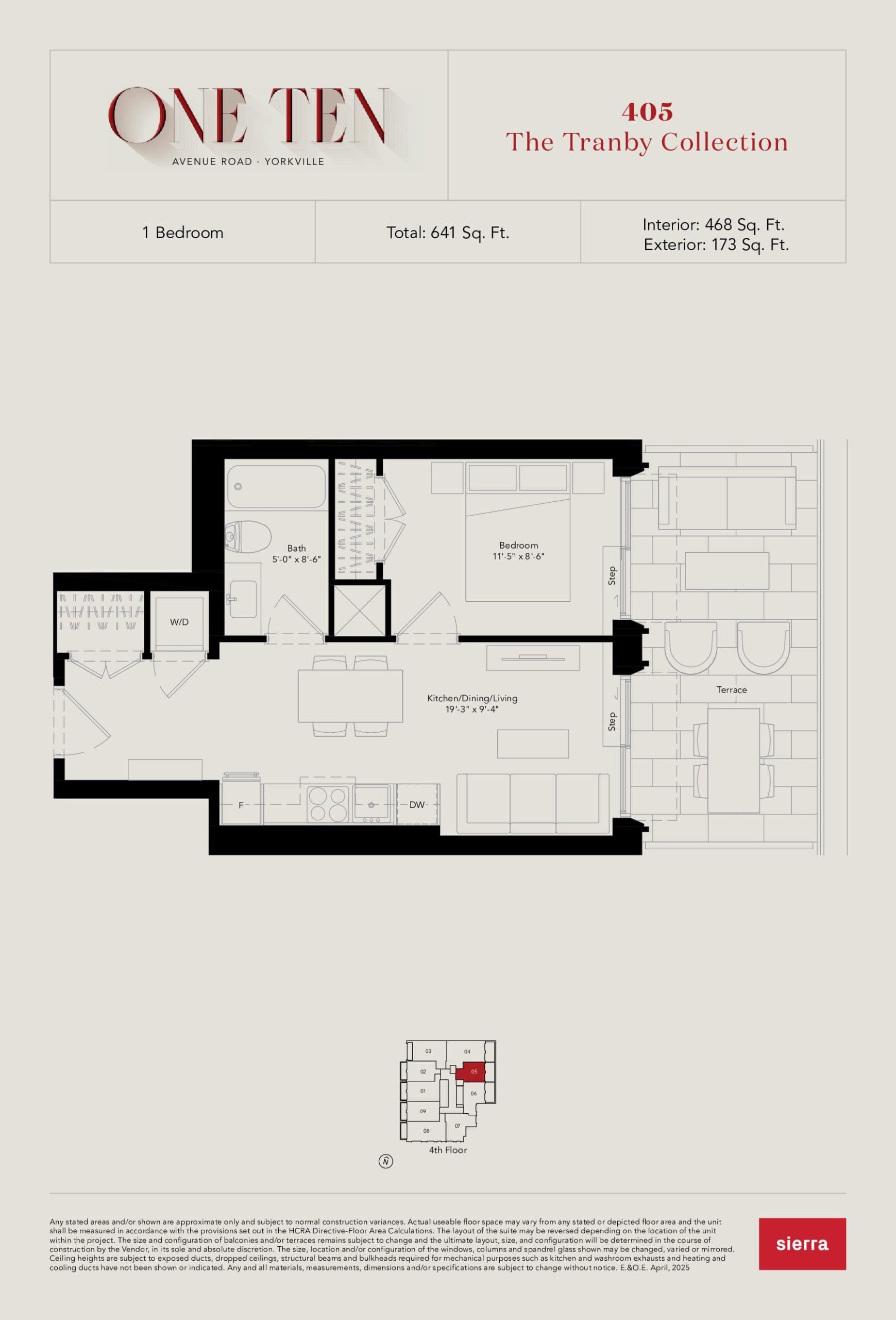 405 (The Tranby Collection) - Classic Series Floor Plan at One Ten Condos - 468 sq.ft
