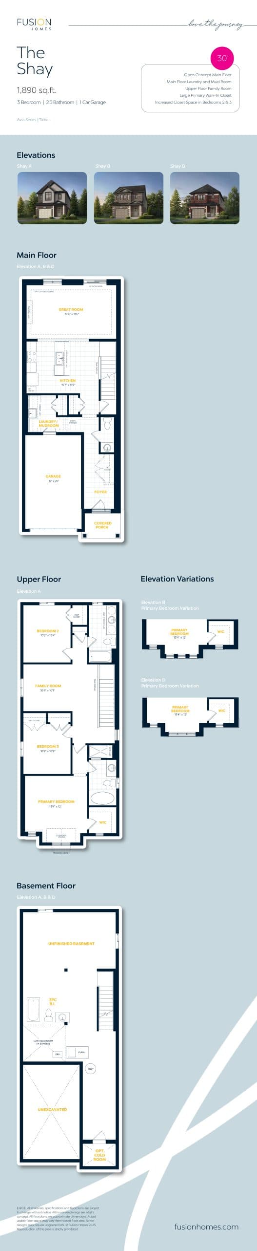 The Shay Floor Plan at Tidra Homes - 1890 sq.ft