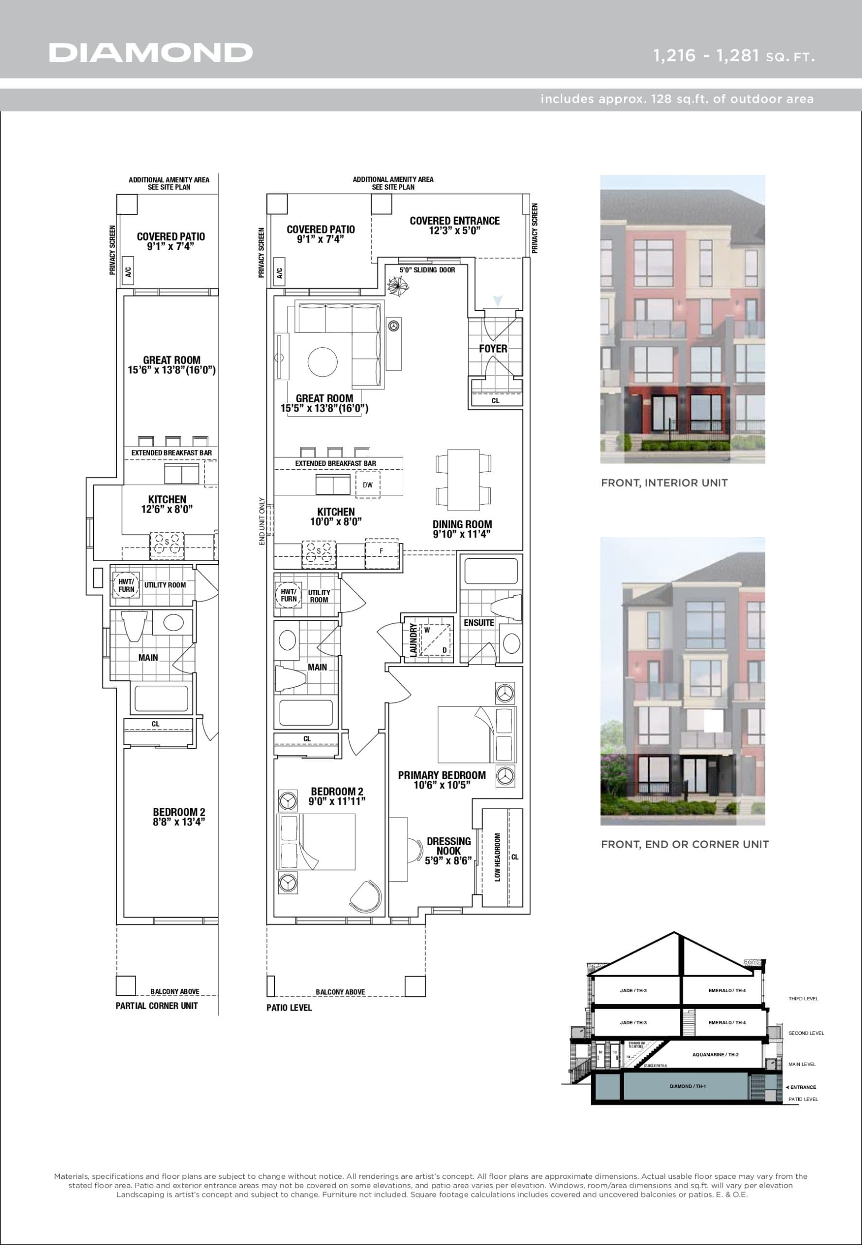 Diamond Floor Plan at Urban Towndominiums Phase 3 - 1216 sq.ft