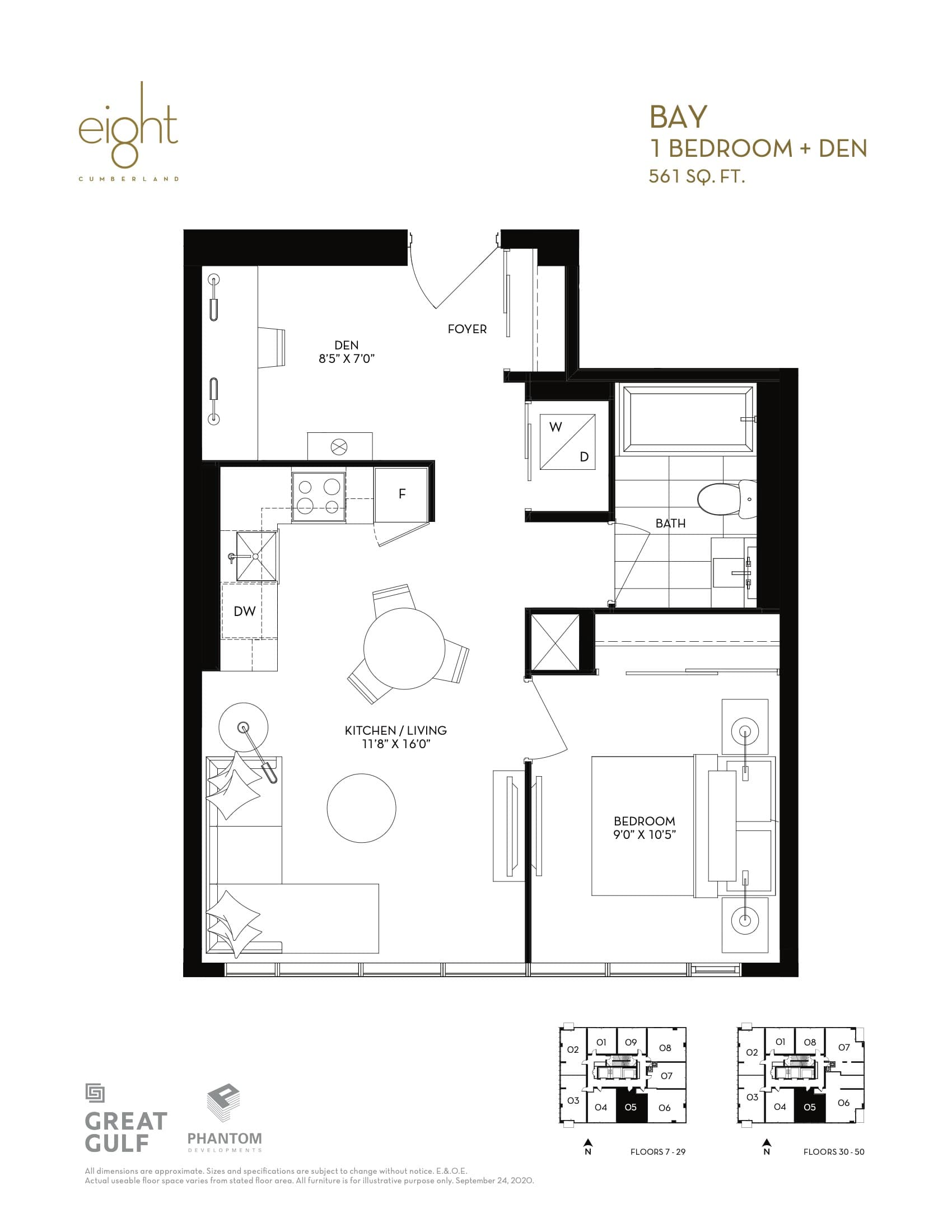 Bay Floor Plan at 8 Cumberland Condos - 561 sq.ft