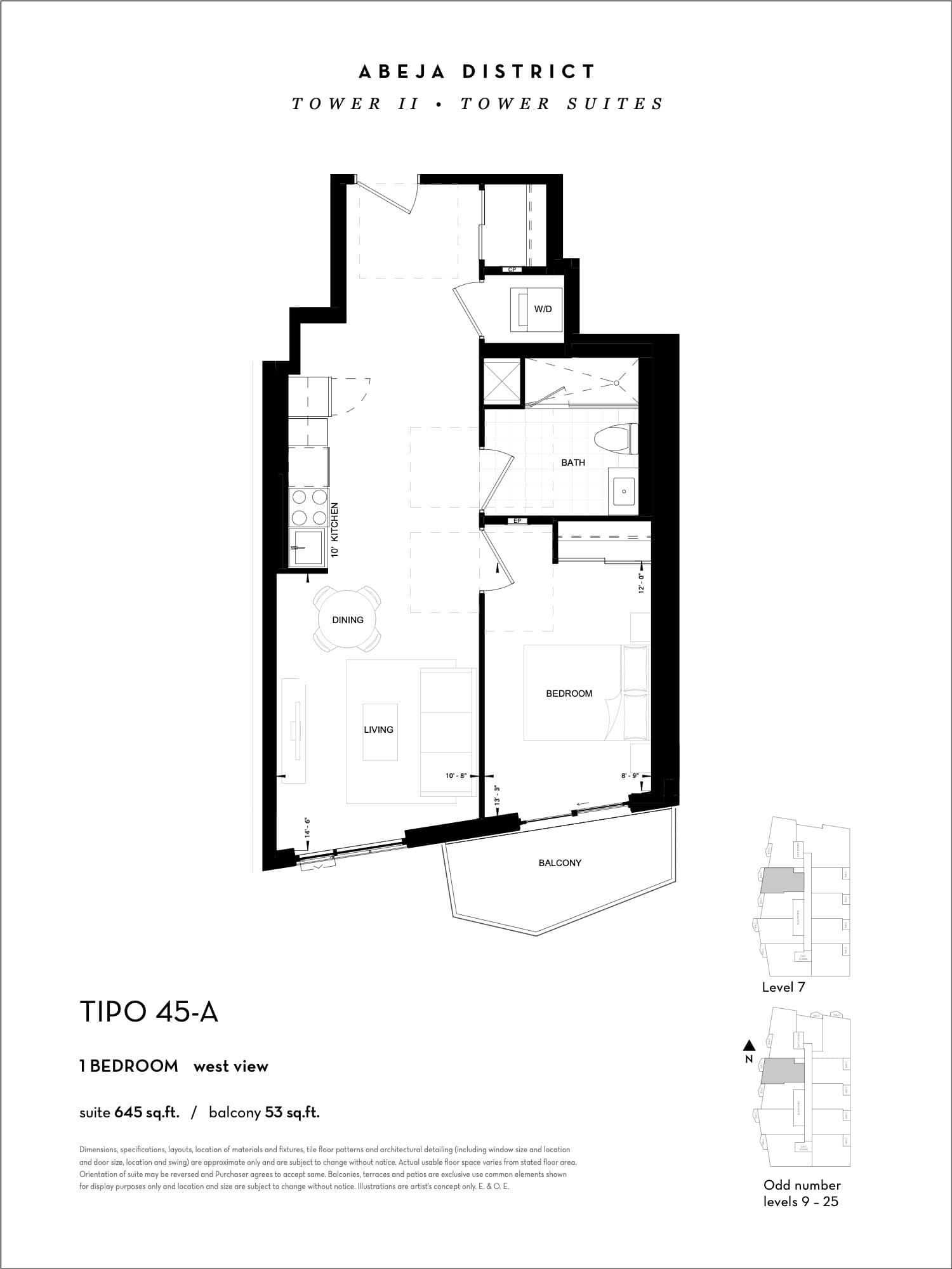 Tipo 45-A Floor Plan at Abeja District Condos Tower 2 - 645 sq.ft