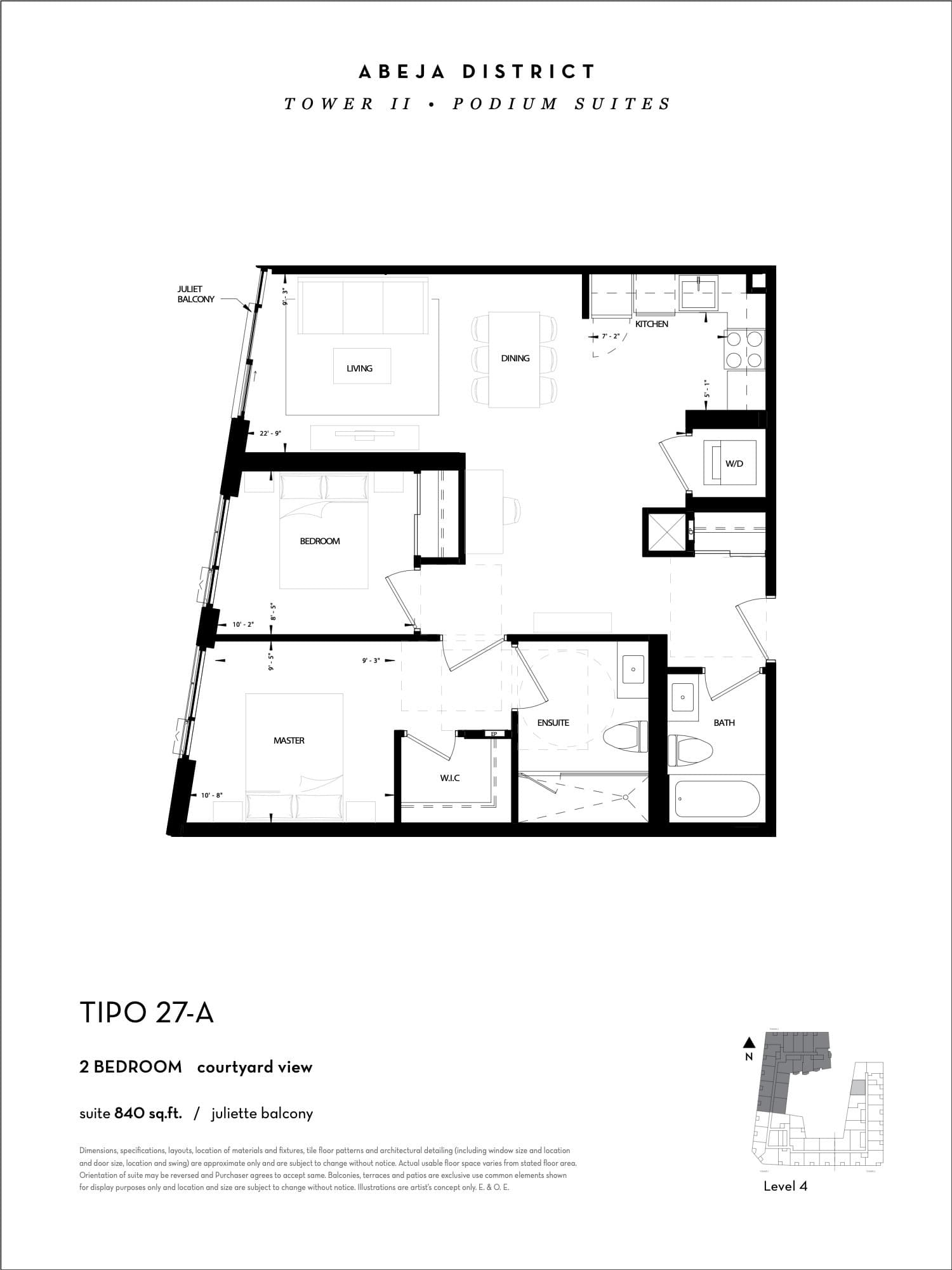 Tipo 27-A Floor Plan at Abeja District Condos Tower 2 - 840 sq.ft