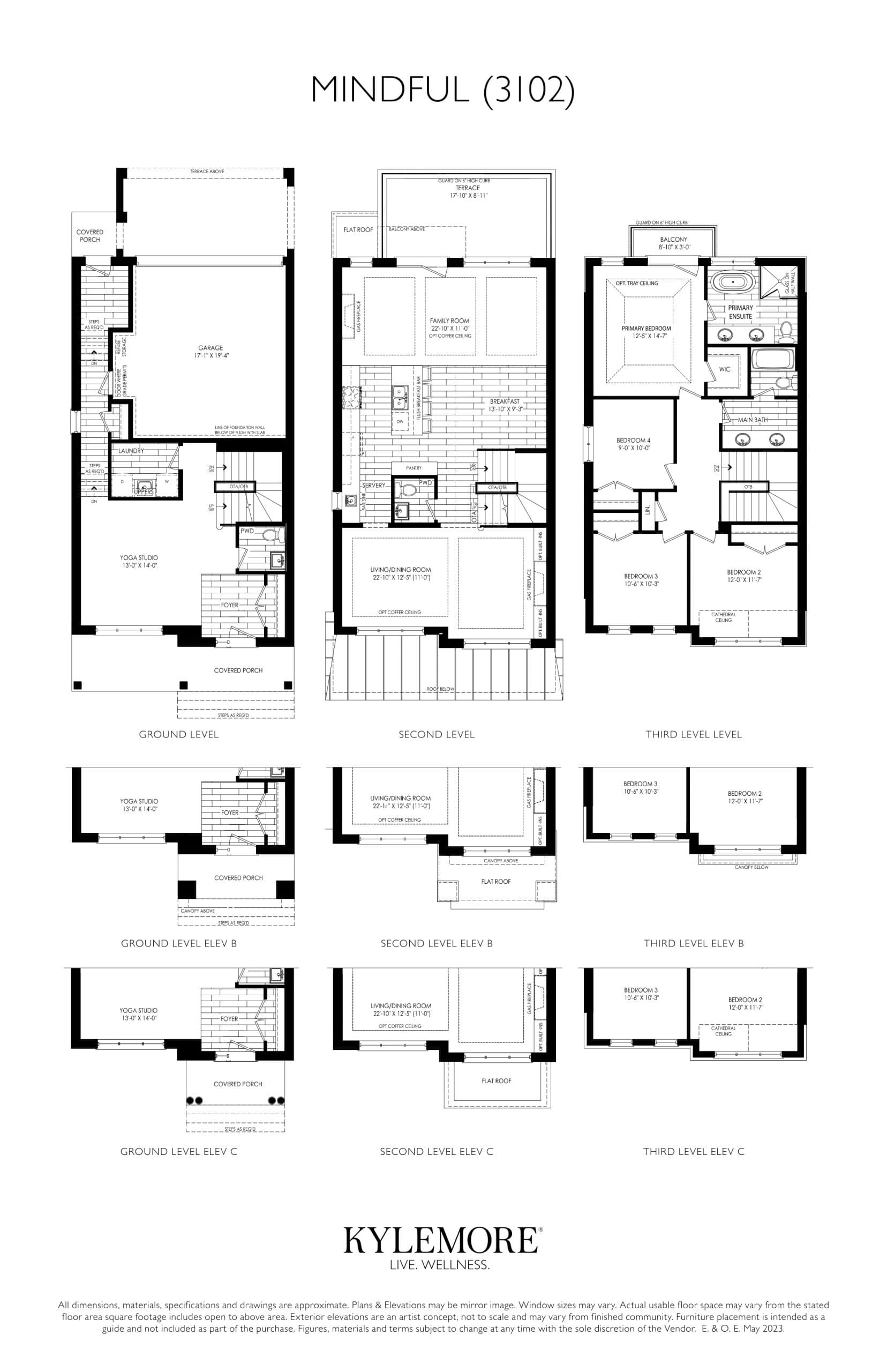 Mindful (3102) Elev. A - C Floor Plan at Angus Glen South Village 1B - 2830 sq.ft