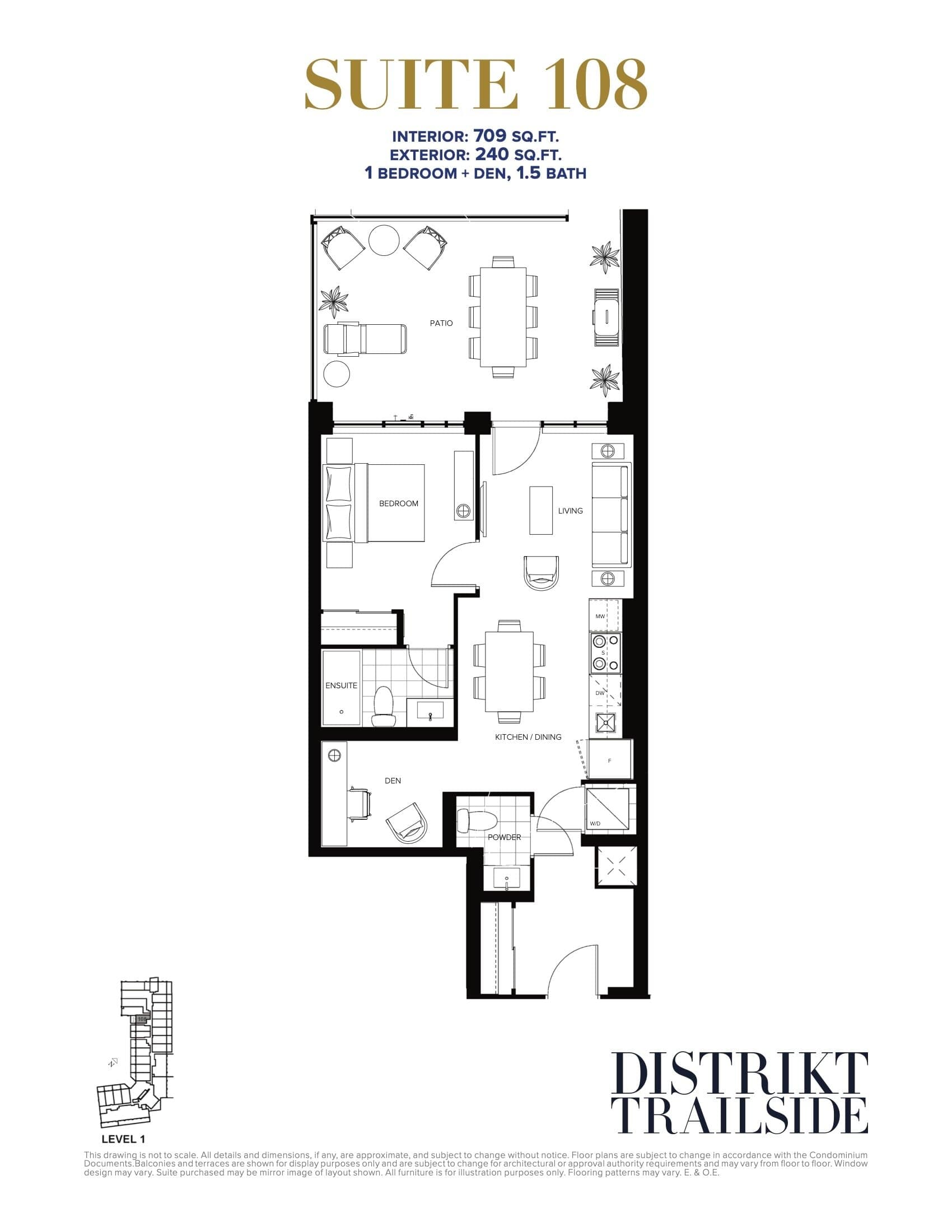 DT667 (Suite 108) Floor Plan at Distrikt Trailside Condos - 709 sq.ft