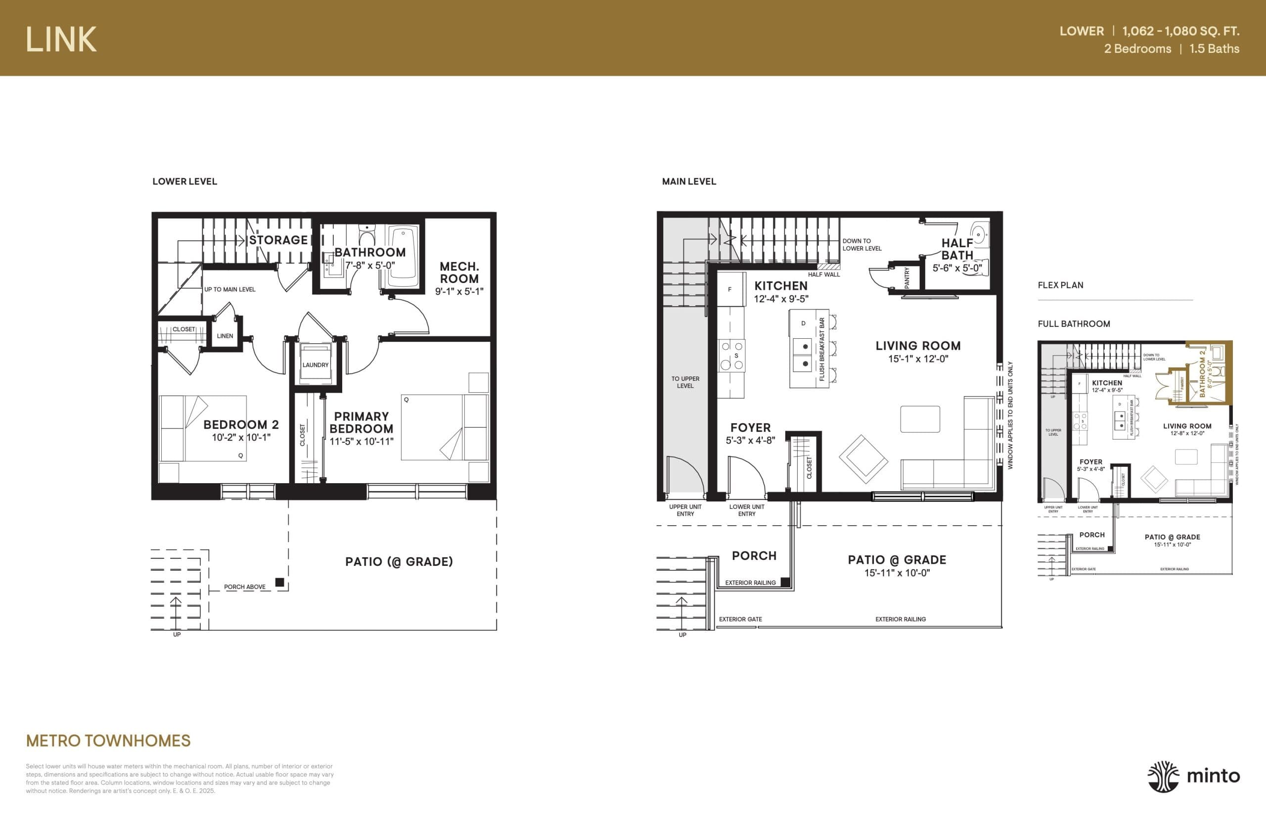 Link - Metro Townhomes Floor Plan at East Hills Crossing Towns - 1062 sq.ft