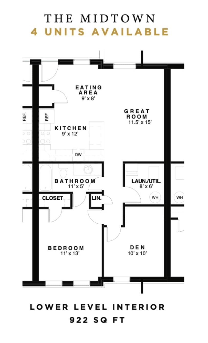 The Midtown Floor Plan at East Village Condos - 922 sq.ft
