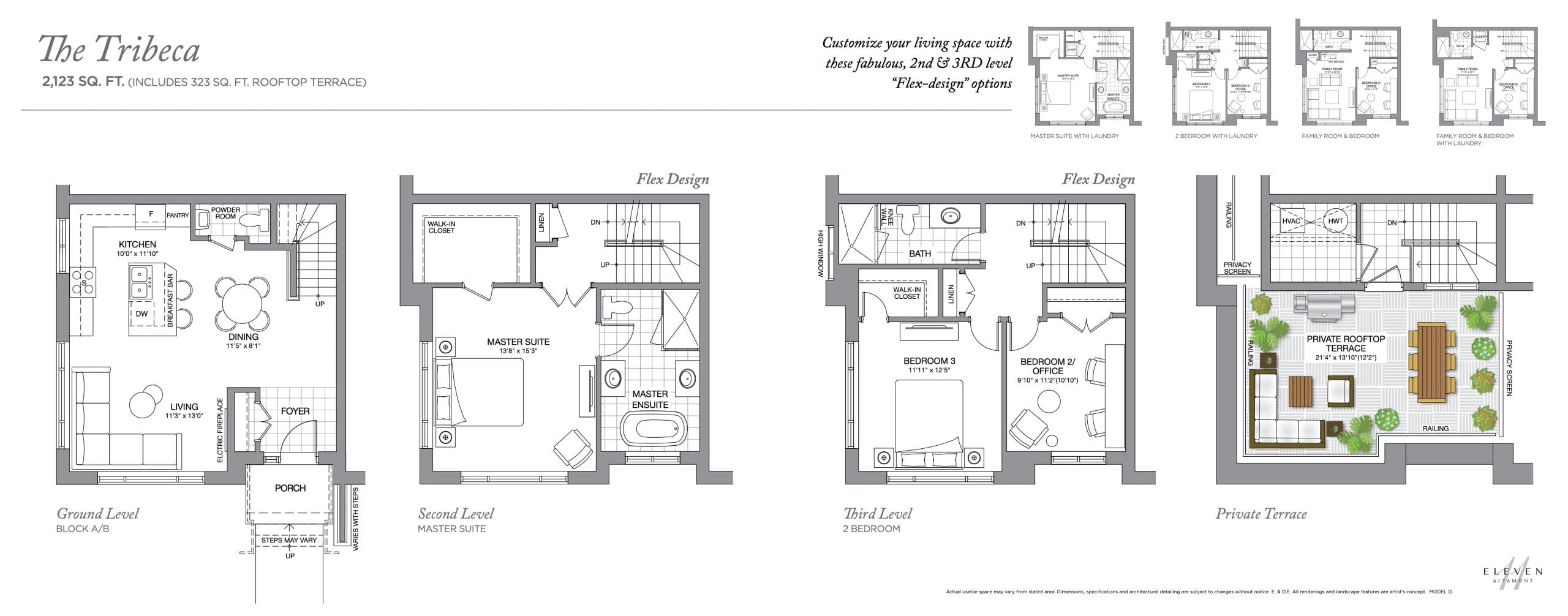 The Tribeca Floor Plan at Eleven Altamont Towns - 2123 sq.ft