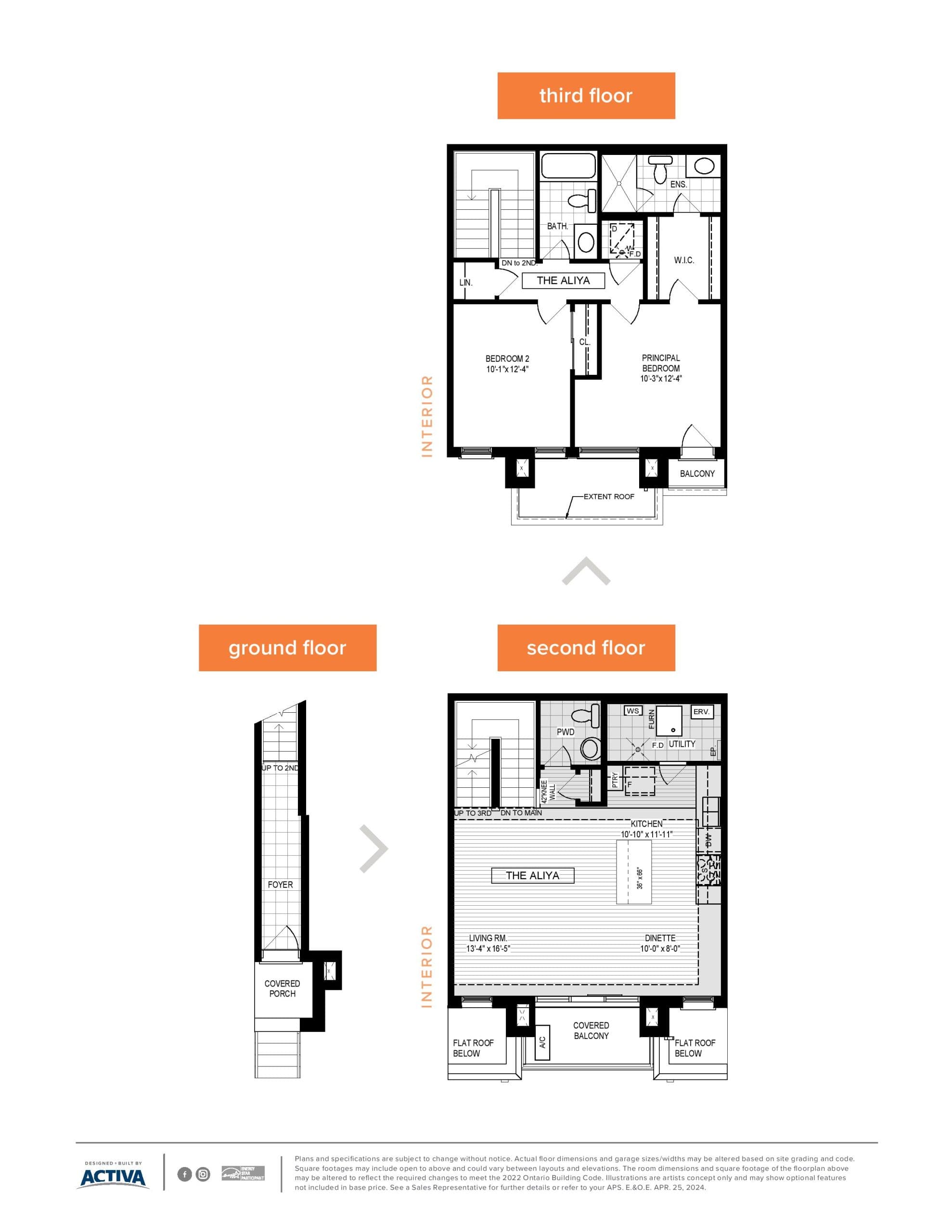 The Aliya Floor Plan at Erinbrook Towns - 1368 sq.ft