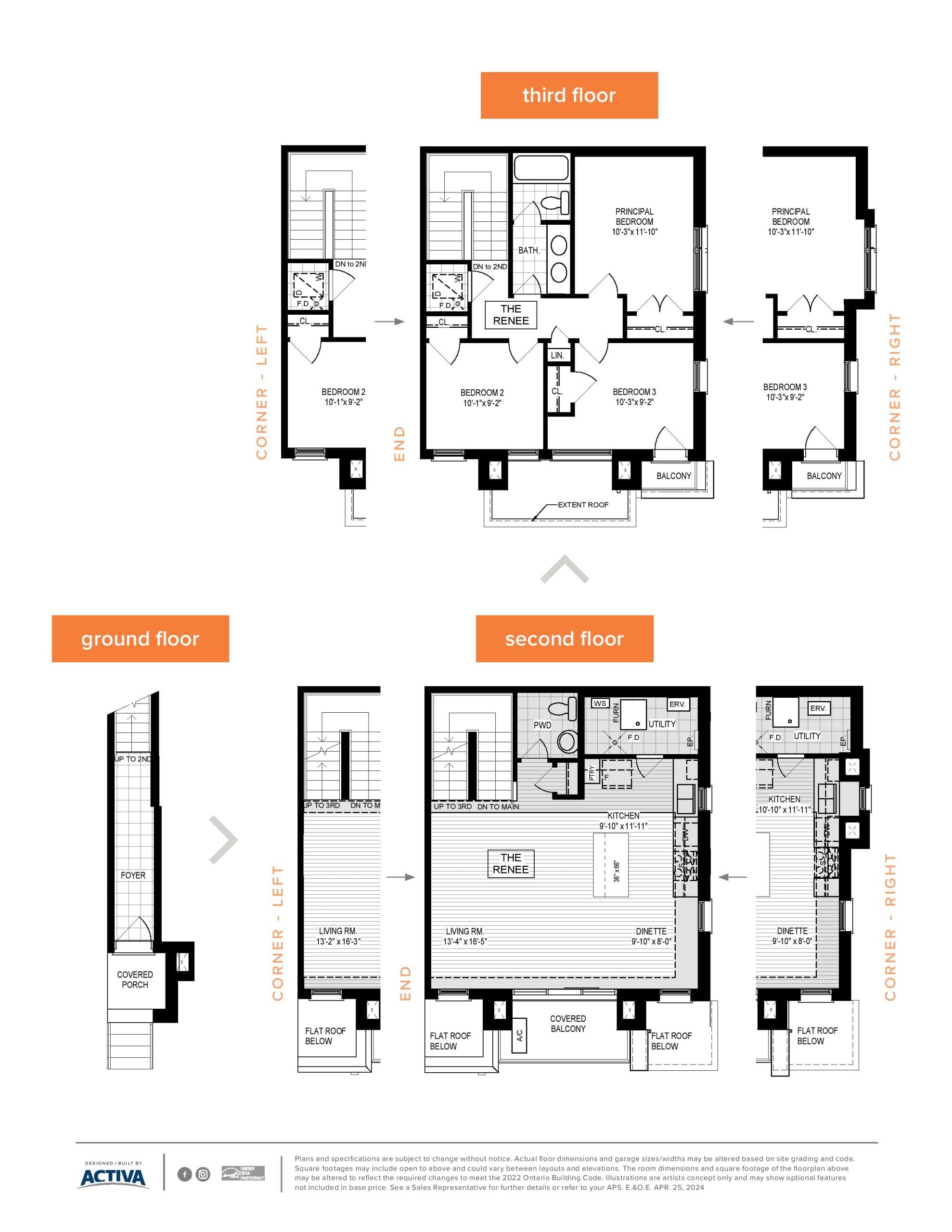 The Renee Floor Plan at Erinbrook Towns - 1430 sq.ft