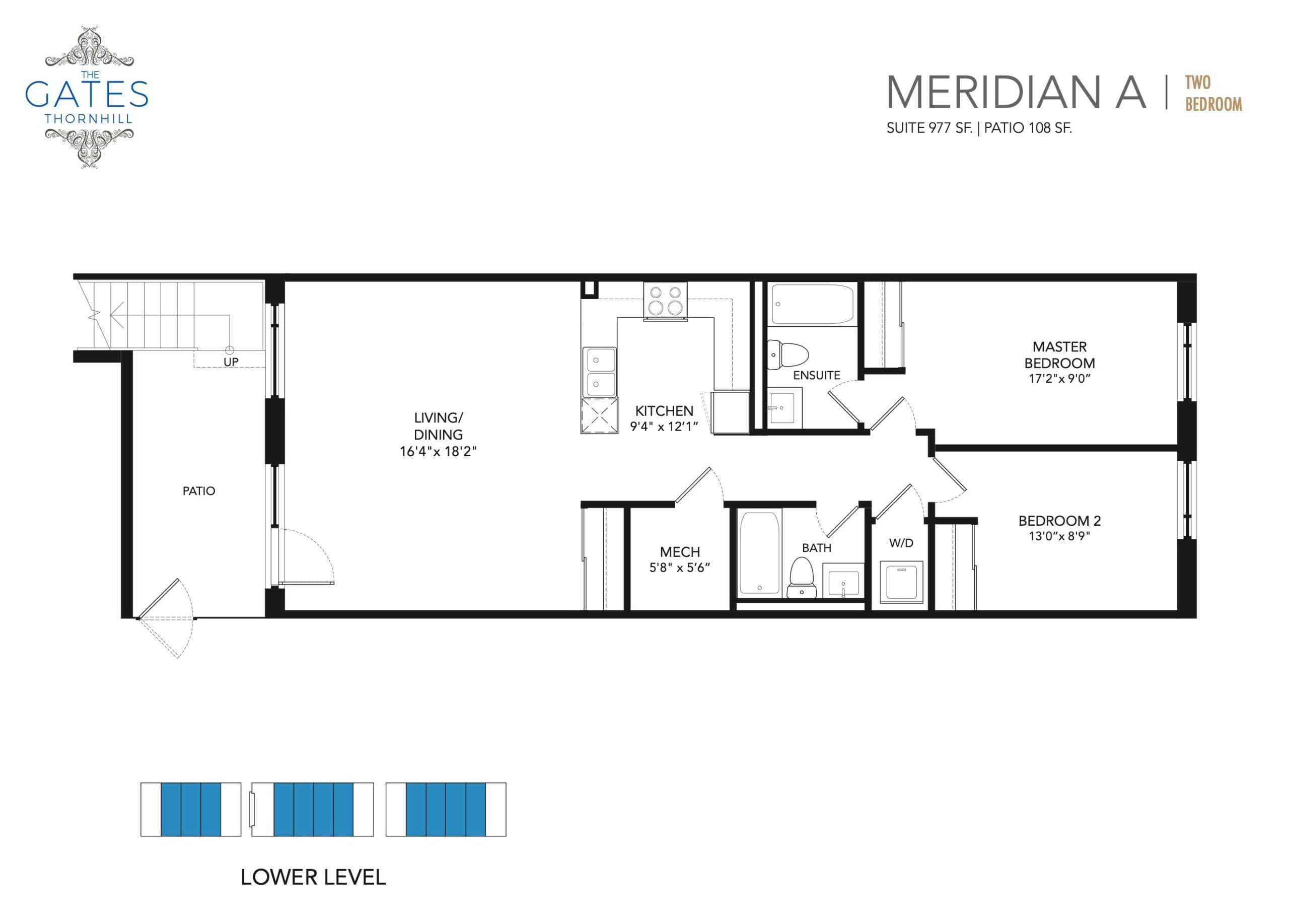 Meridian A Floor Plan at Gates of Thornhill Condos - 977 sq.ft