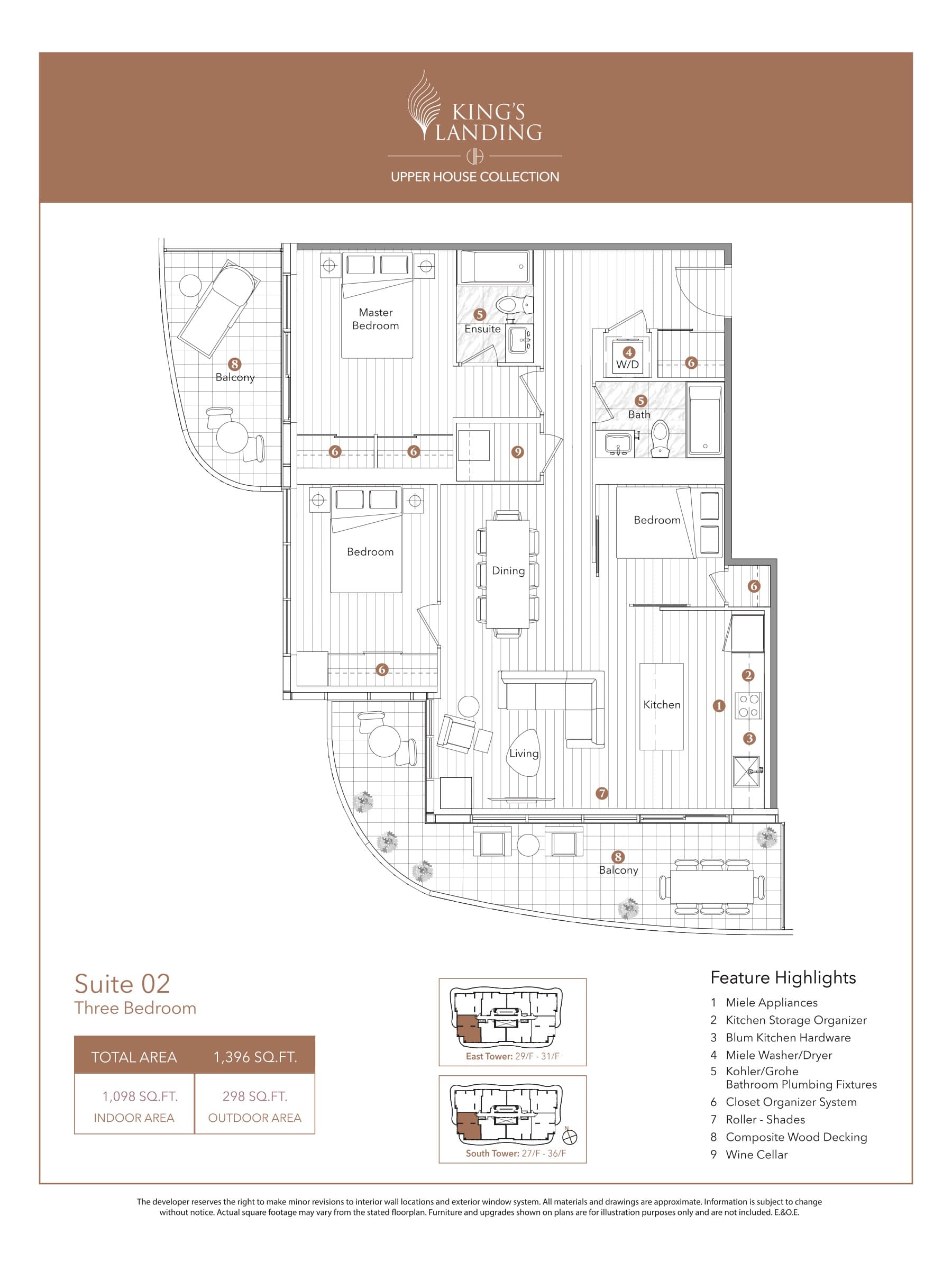 Suite 02 - Upper House Collection Floor Plan at King's Landing Condos - 1098 sq.ft