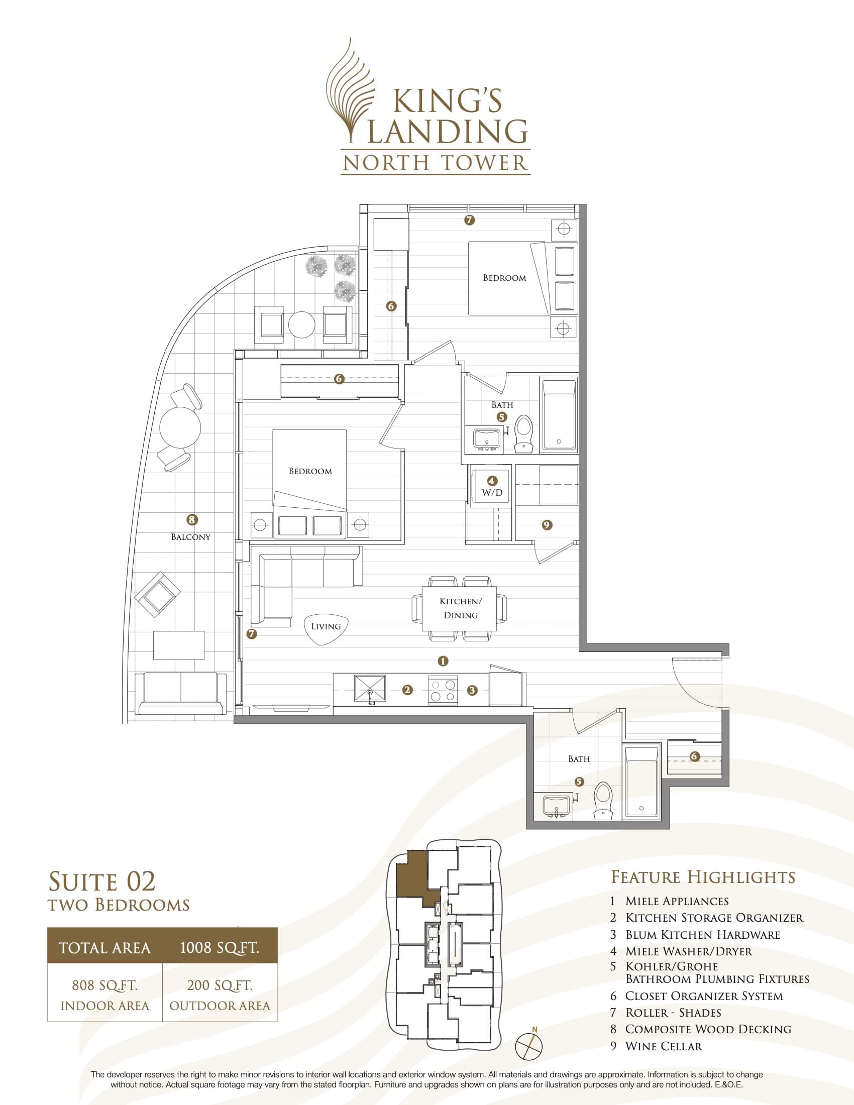 Suite 02 Floor Plan at King's Landing Phase 2 Condos - 808 sq.ft